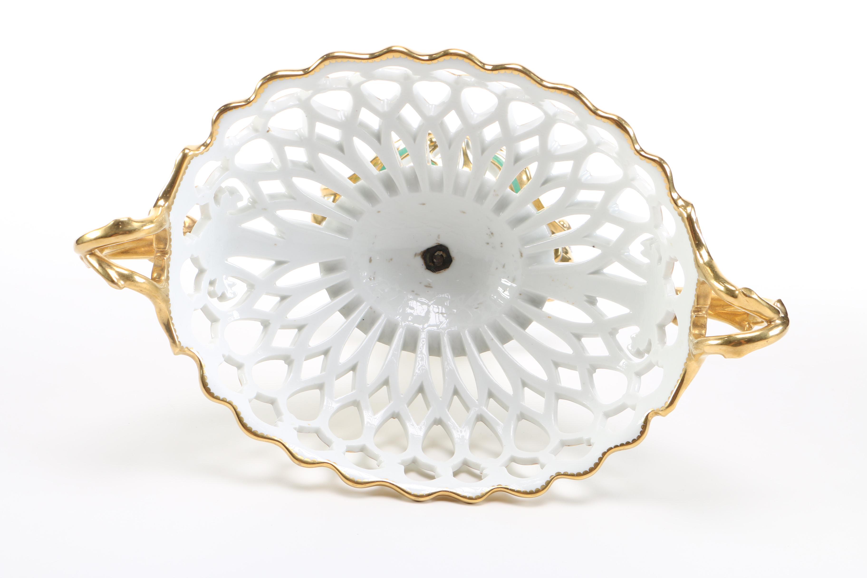 Antique Porcelain Pedestal Fruit Bowl