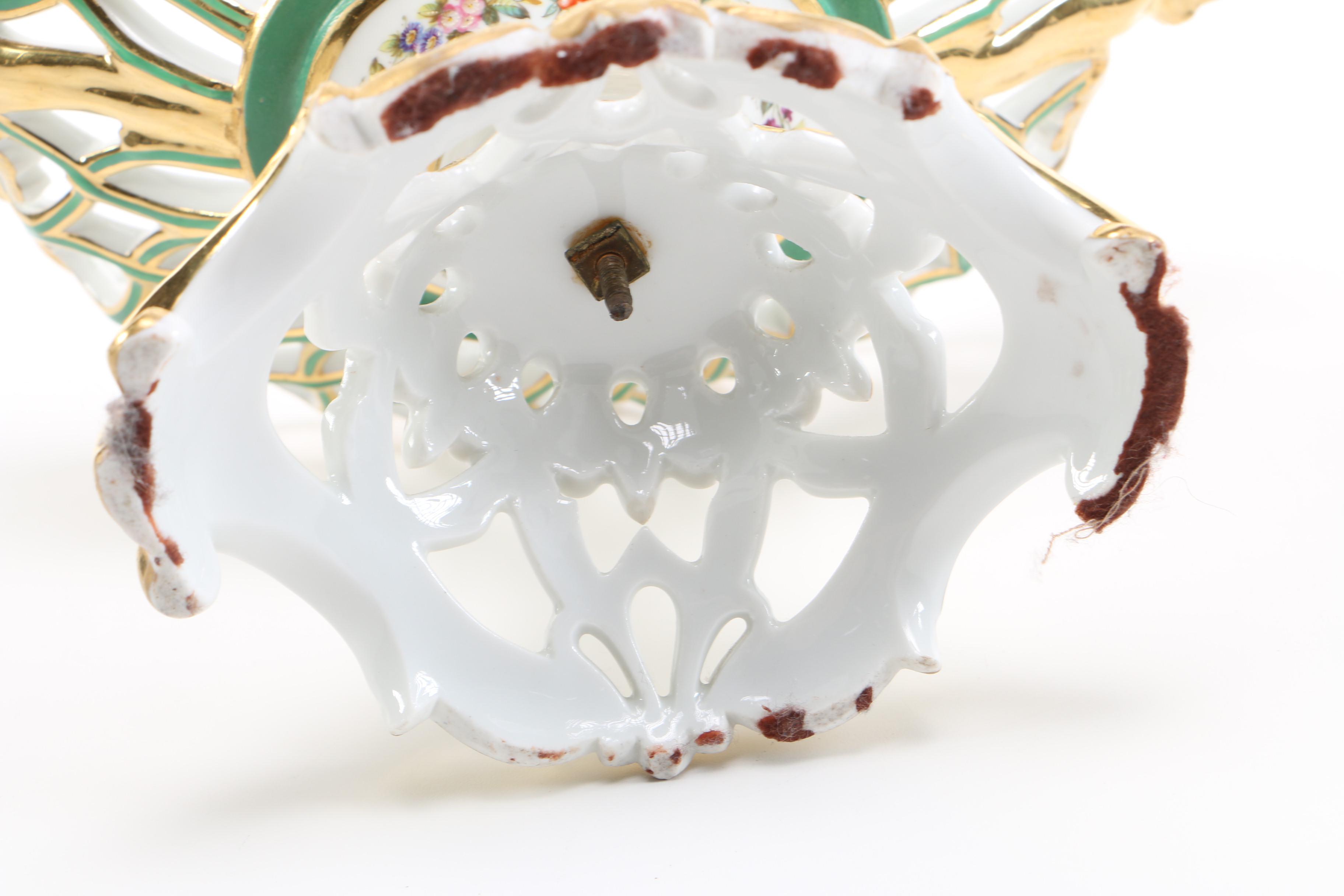 Antique Porcelain Pedestal Fruit Bowl