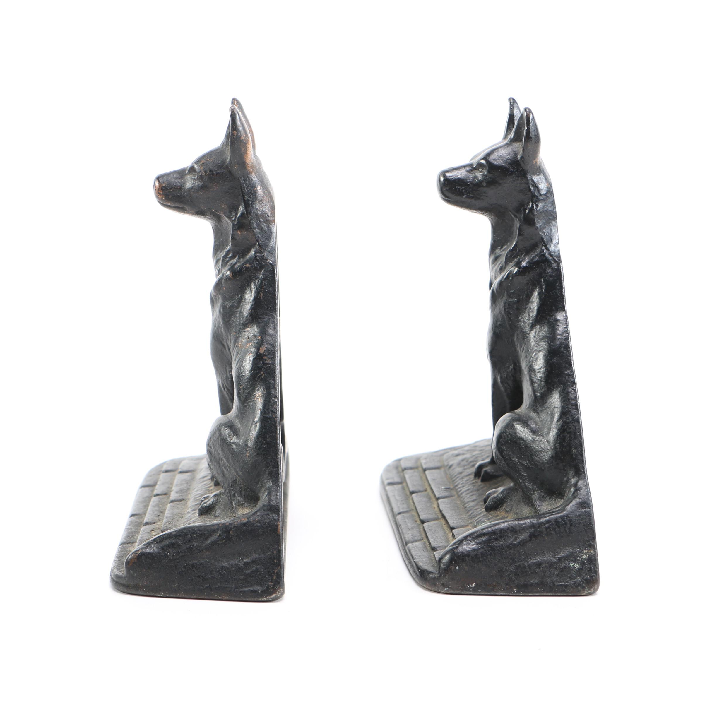 Black Cast Iron Dog Bookends