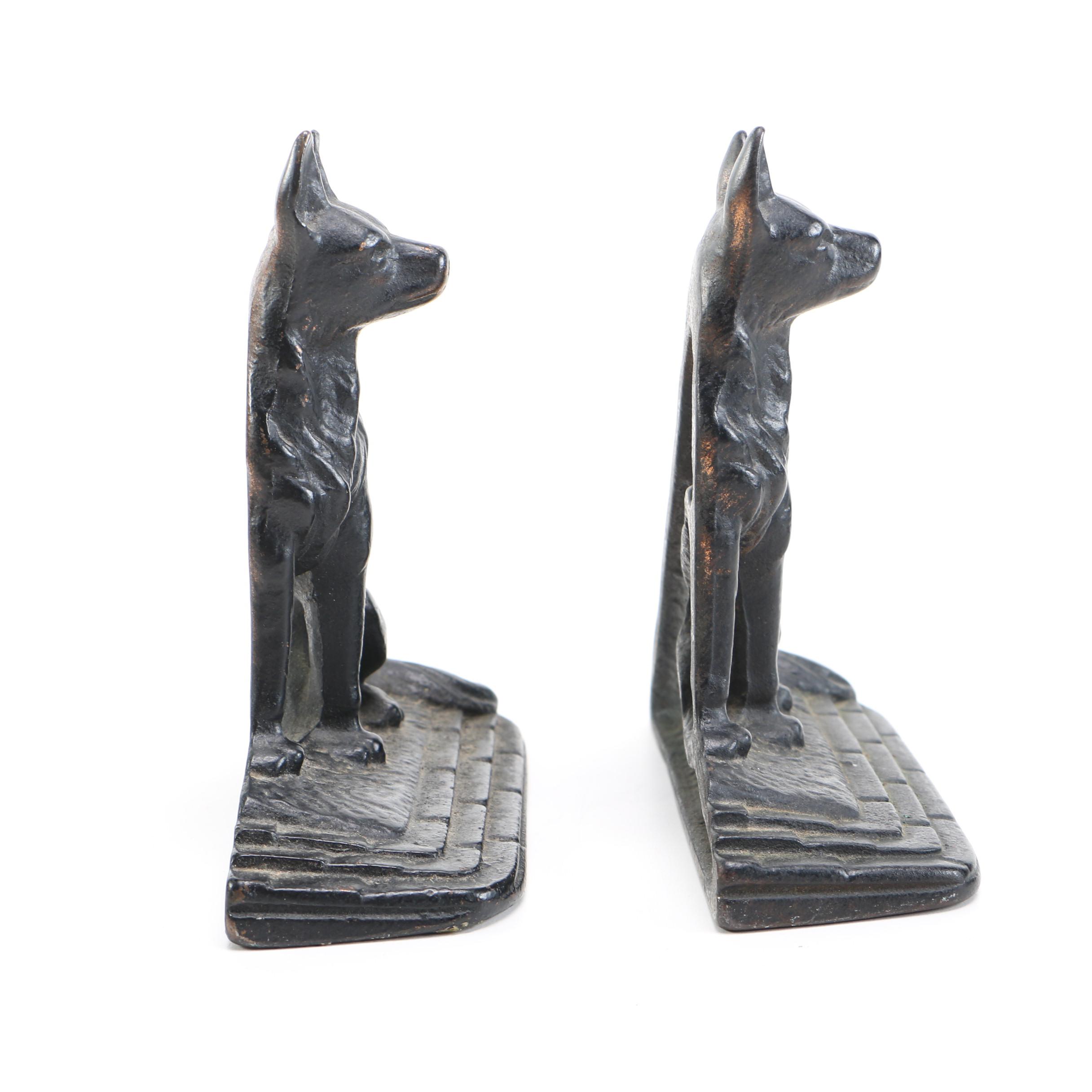 Black Cast Iron Dog Bookends