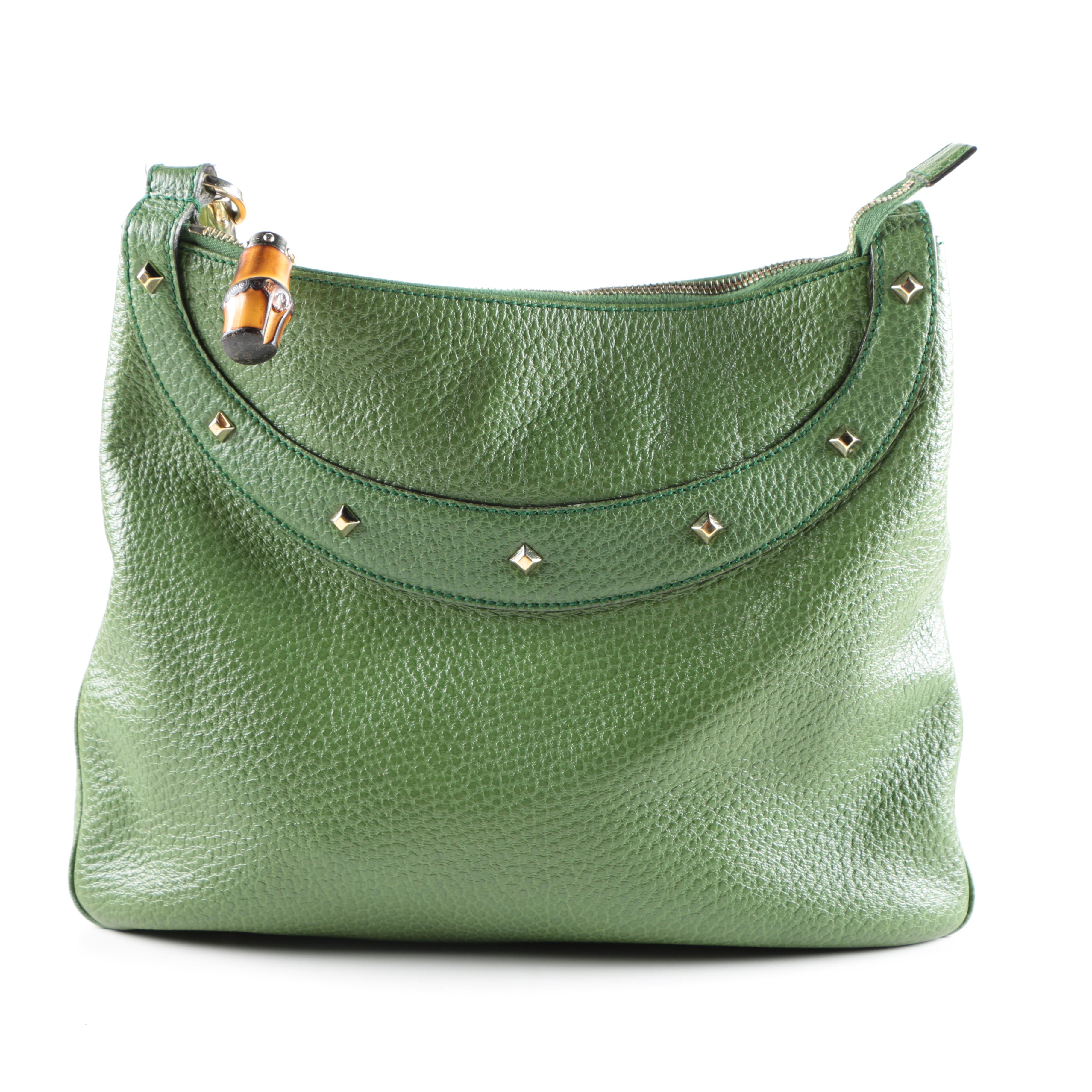 Gucci Green Pebbled Leather Handbag