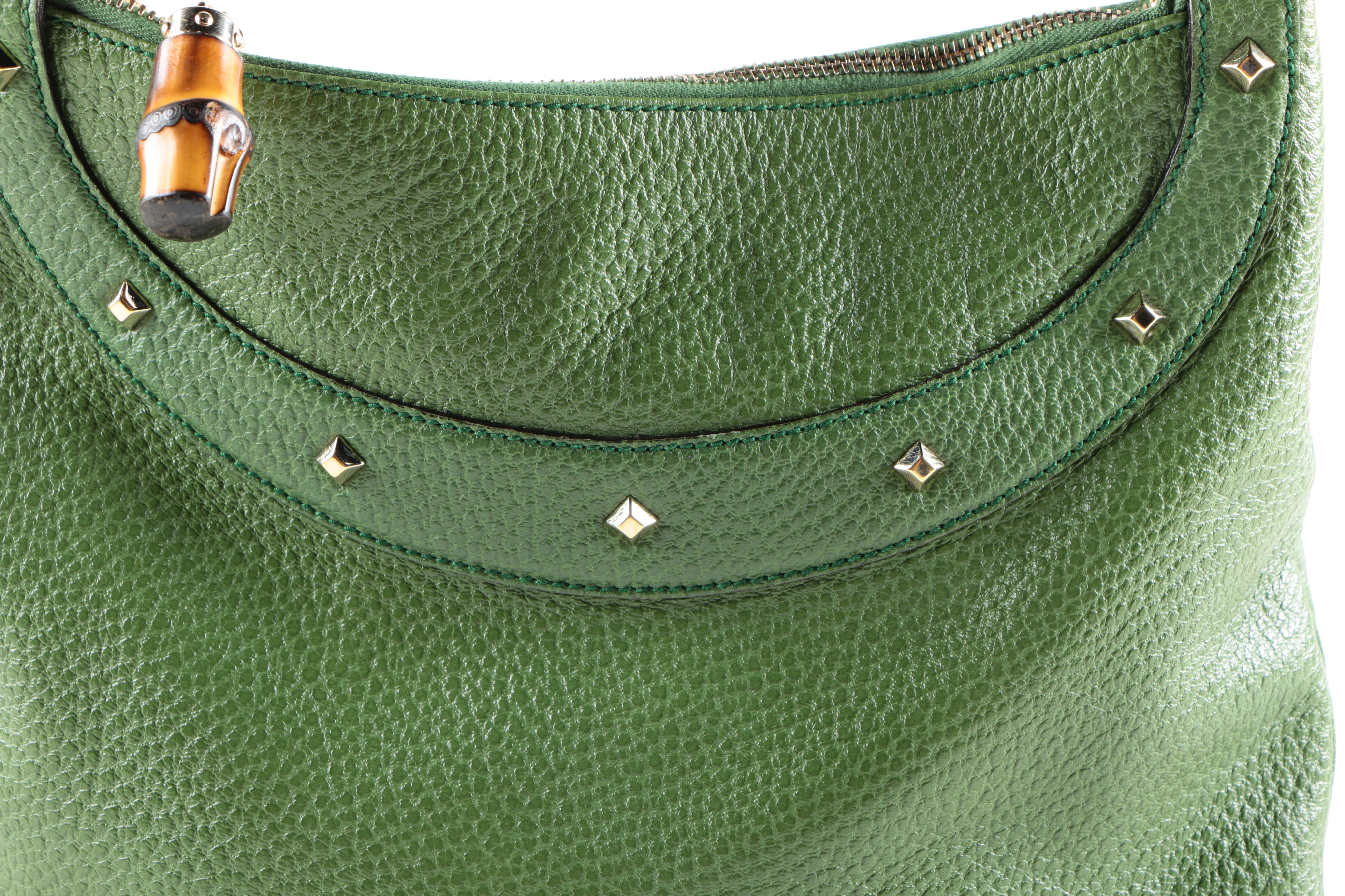 Gucci Green Pebbled Leather Handbag