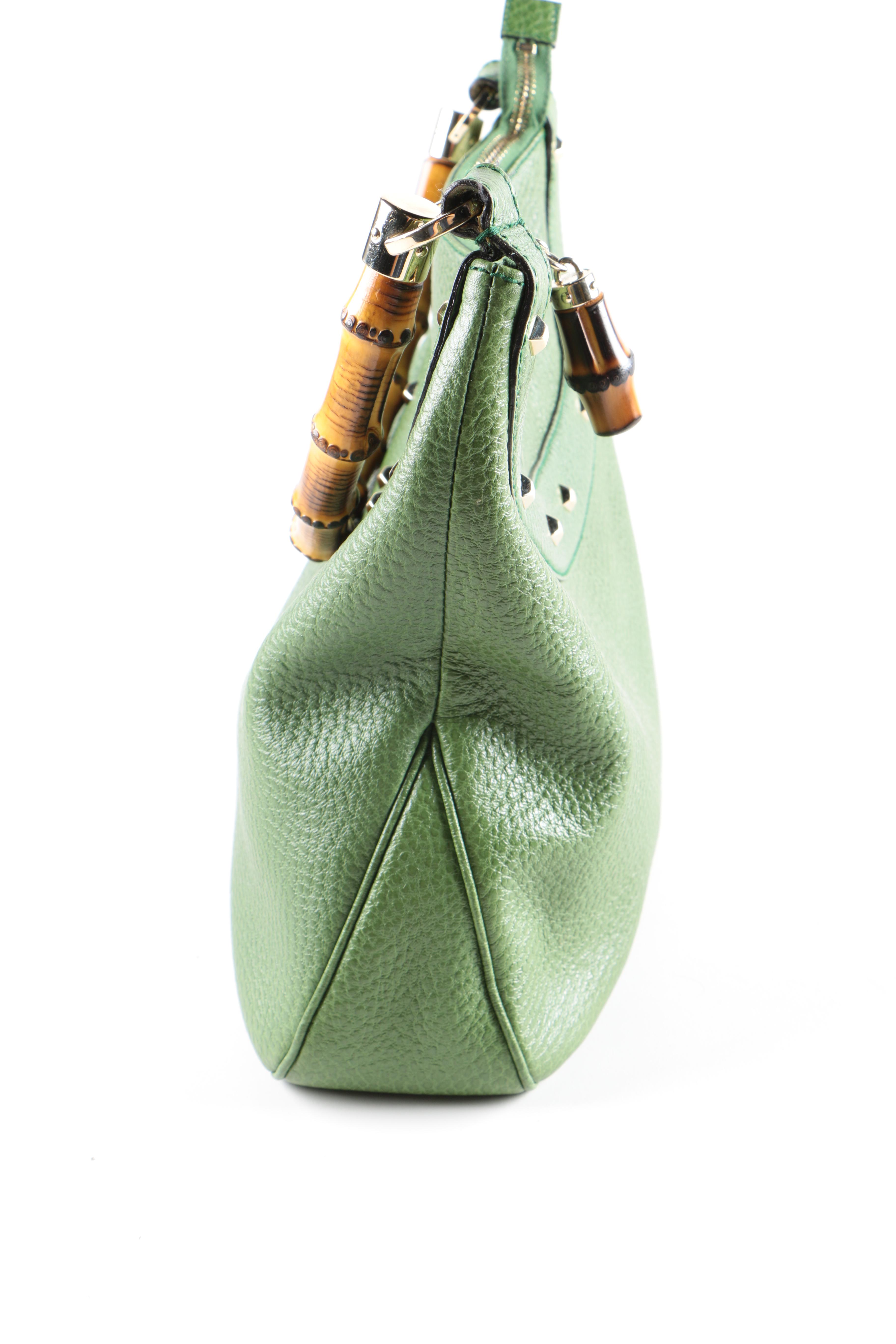 Gucci Green Pebbled Leather Handbag
