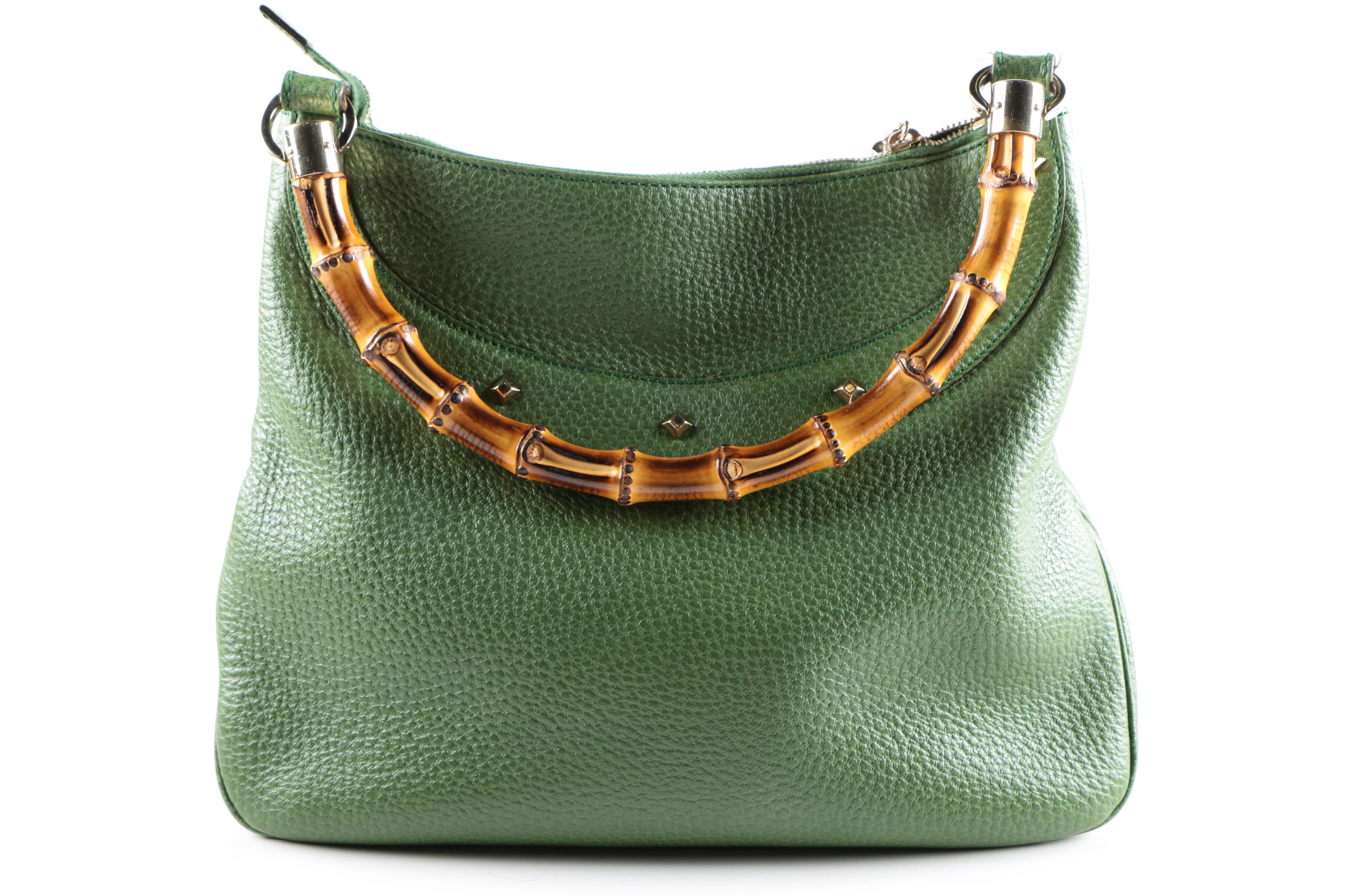Gucci Green Pebbled Leather Handbag