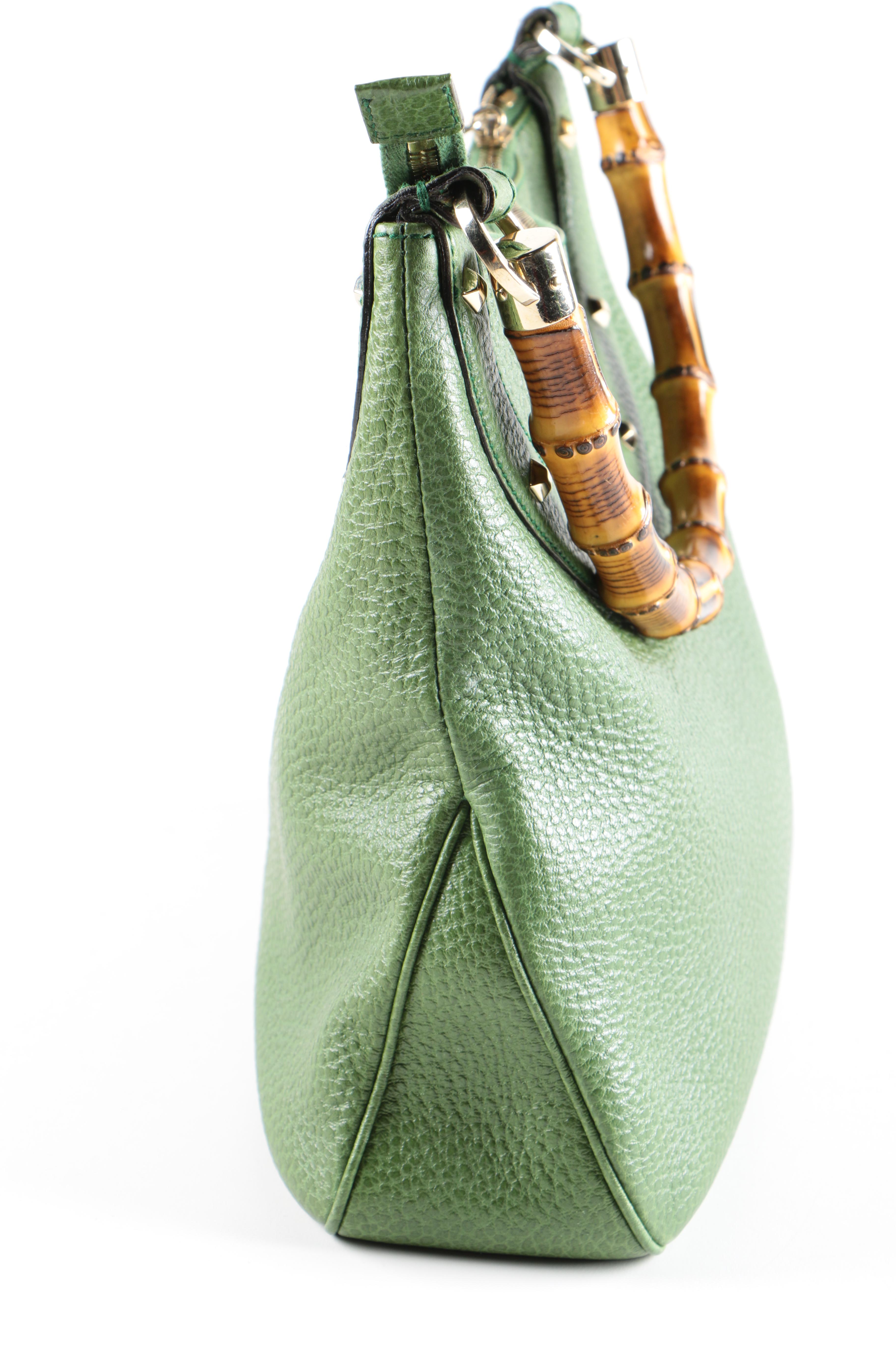 Gucci Green Pebbled Leather Handbag