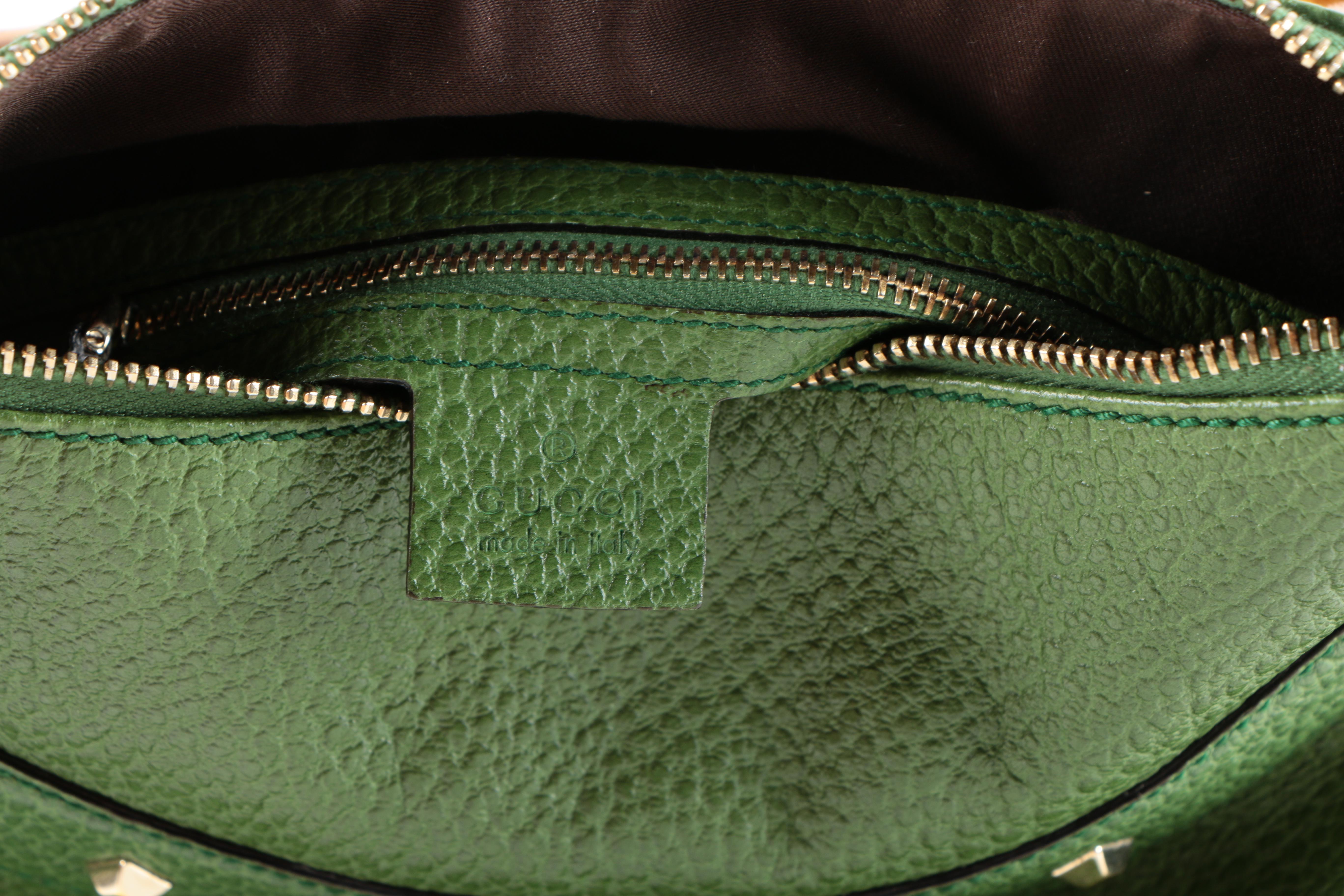 Gucci Green Pebbled Leather Handbag