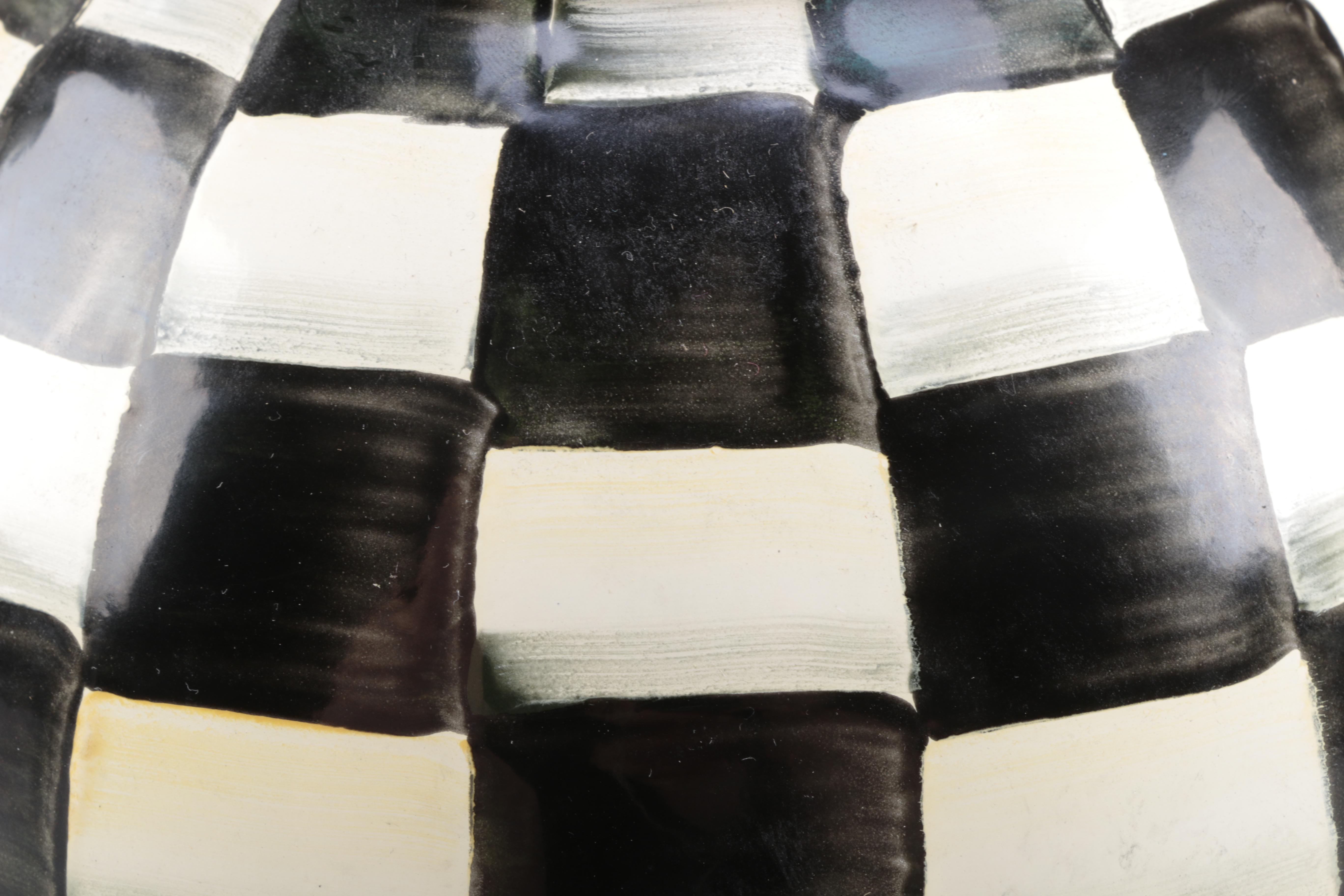 MacKenzie-Childs Black and White Checkered Ceramic Teapot