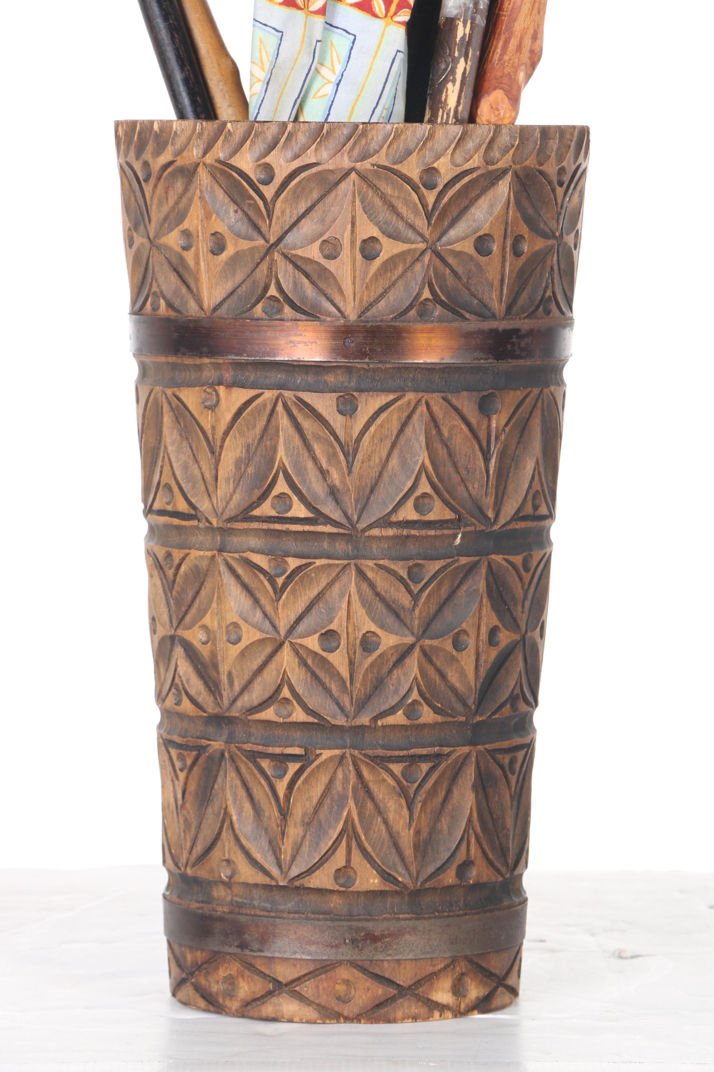 Wooden Canes and Umbrellas with Umbrella Stand