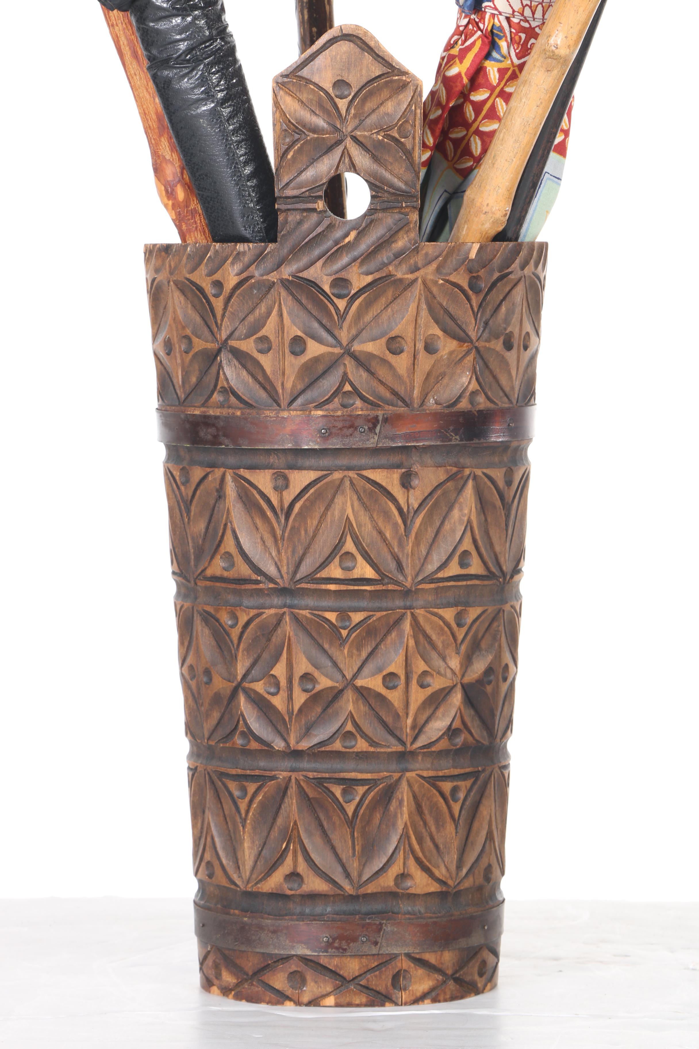 Wooden Canes and Umbrellas with Umbrella Stand