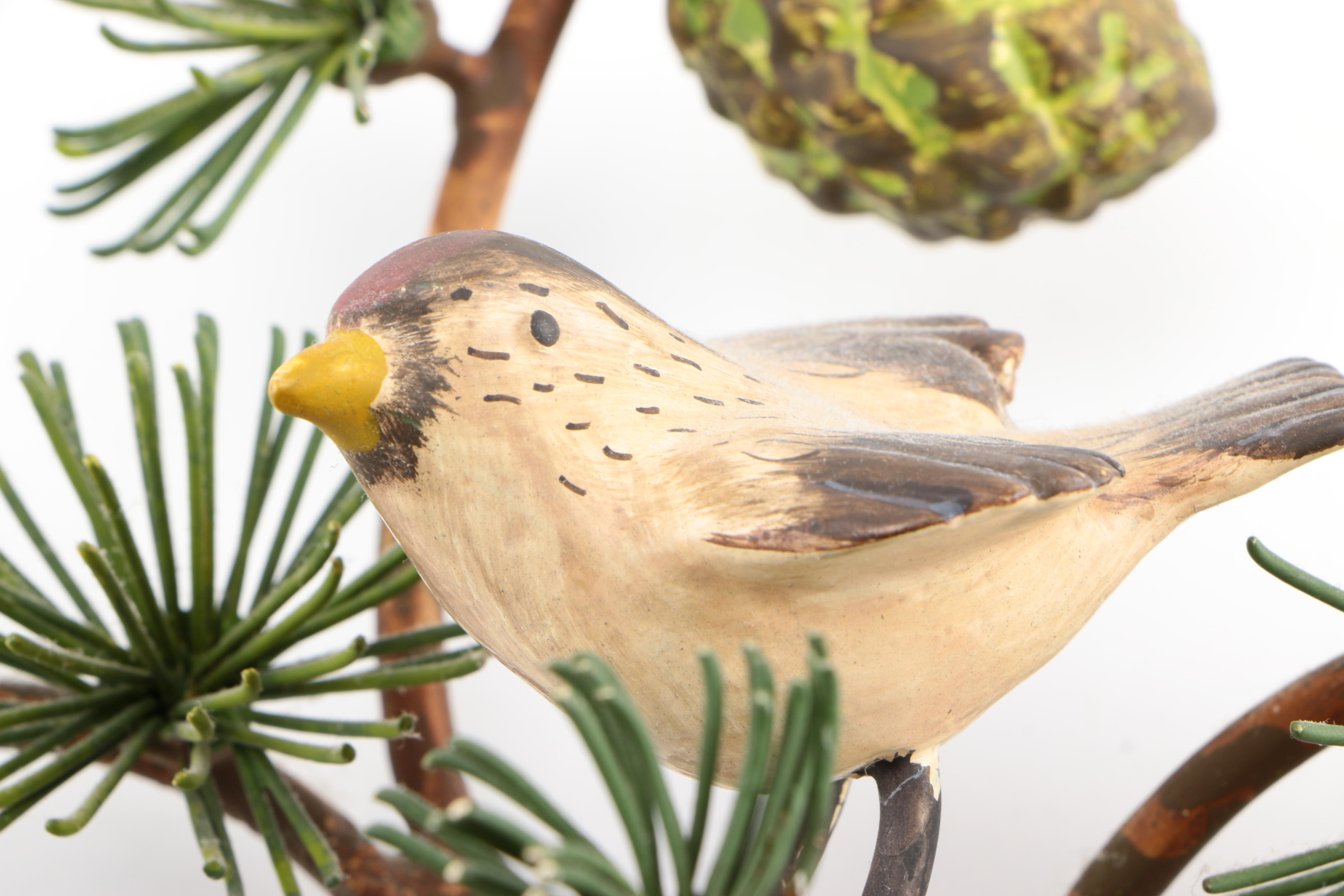 Painted Tole Fir Tree-Style Candle Sconces