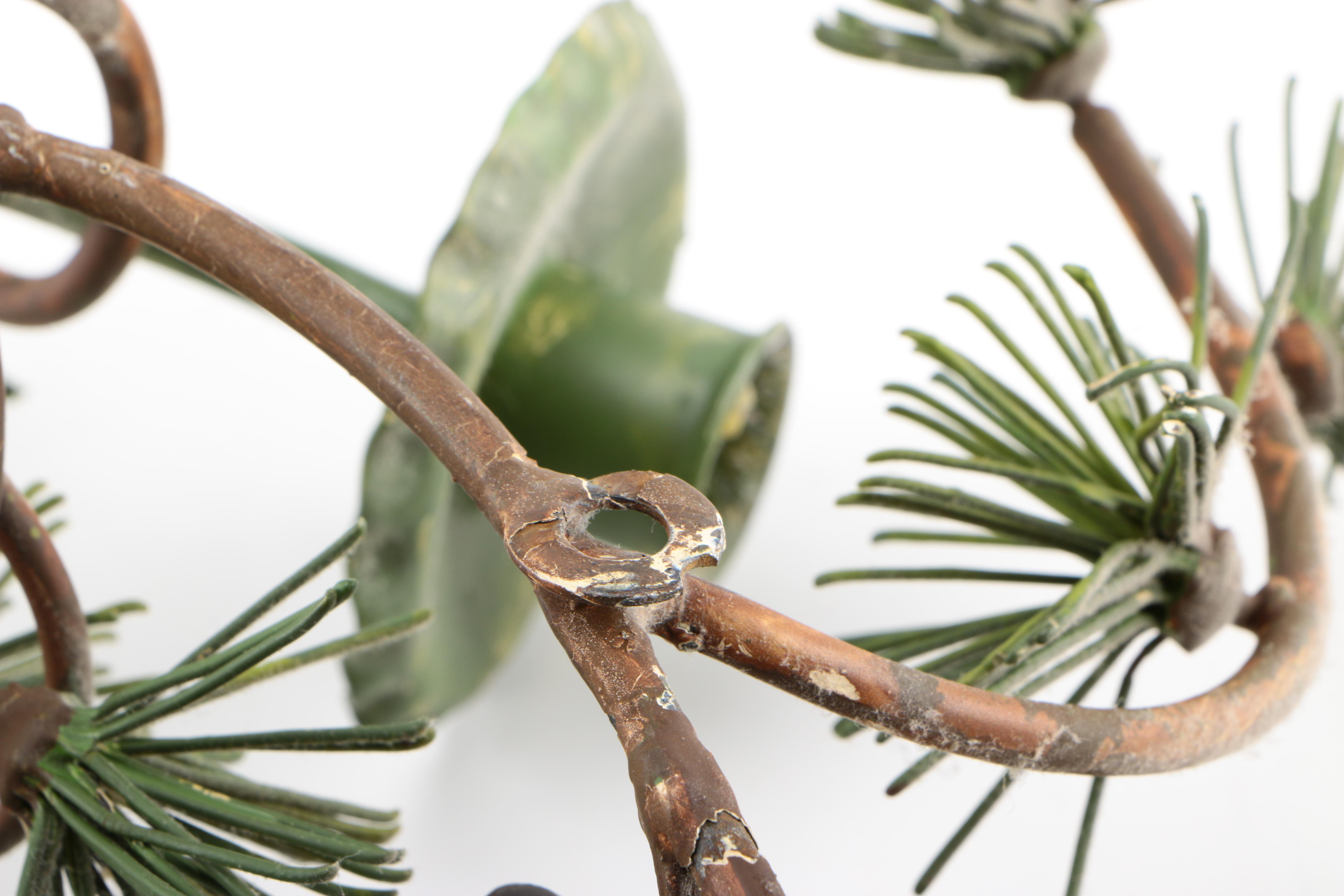 Painted Tole Fir Tree-Style Candle Sconces