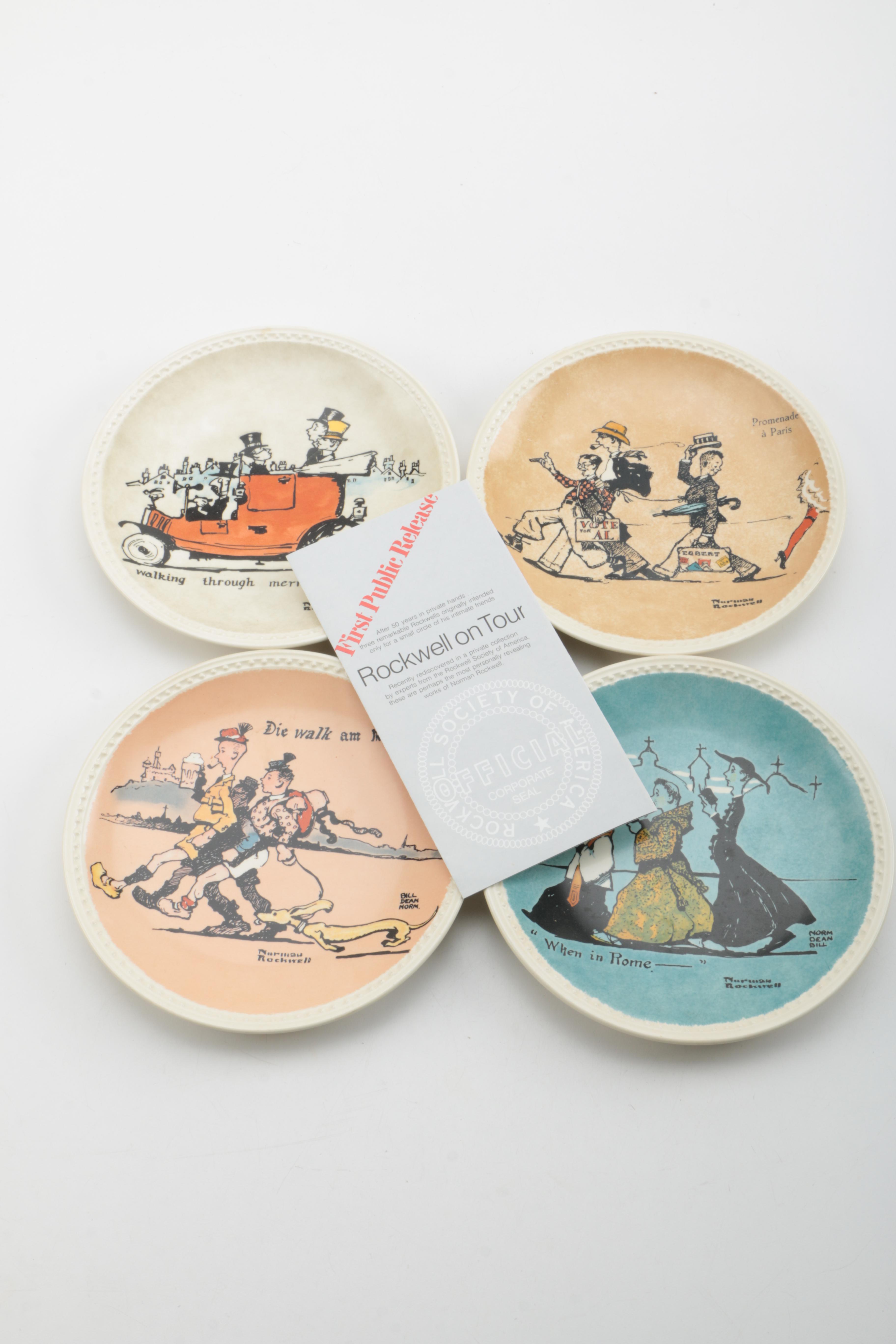 Newell Pottery Norman Rockwell's "Rockwell on Tour" Collectible Decor Plates