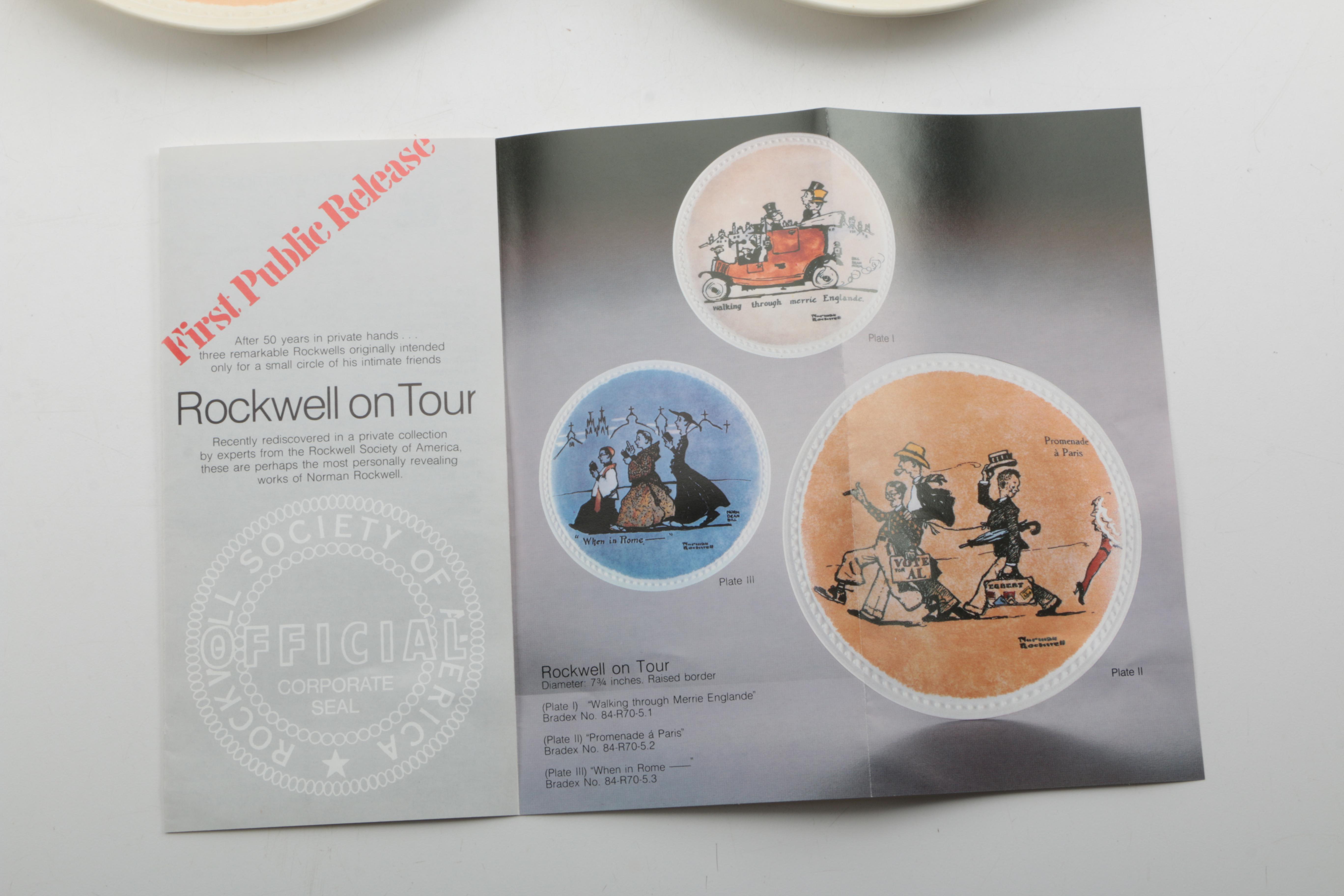 Newell Pottery Norman Rockwell's "Rockwell on Tour" Collectible Decor Plates