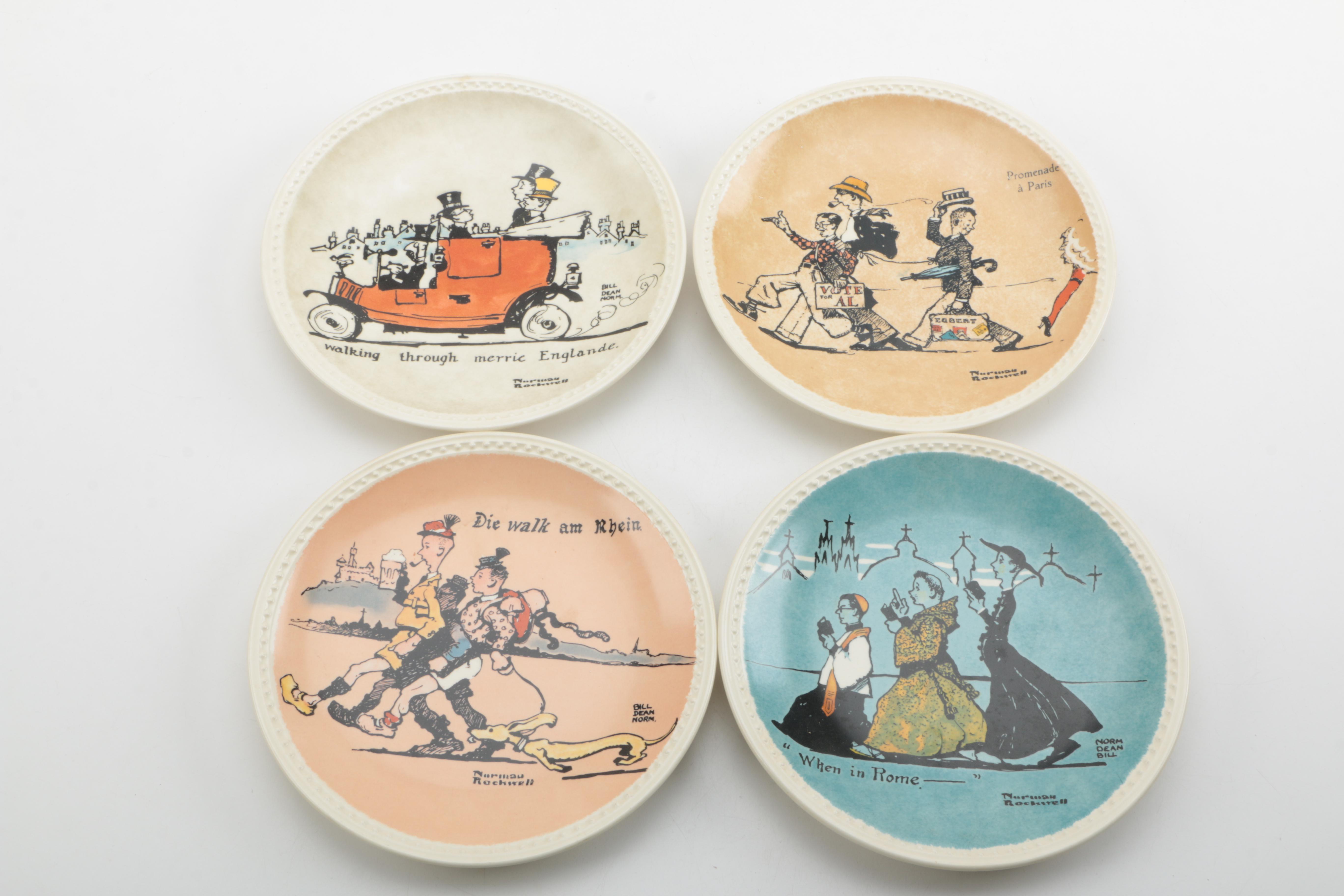 Newell Pottery Norman Rockwell's "Rockwell on Tour" Collectible Decor Plates