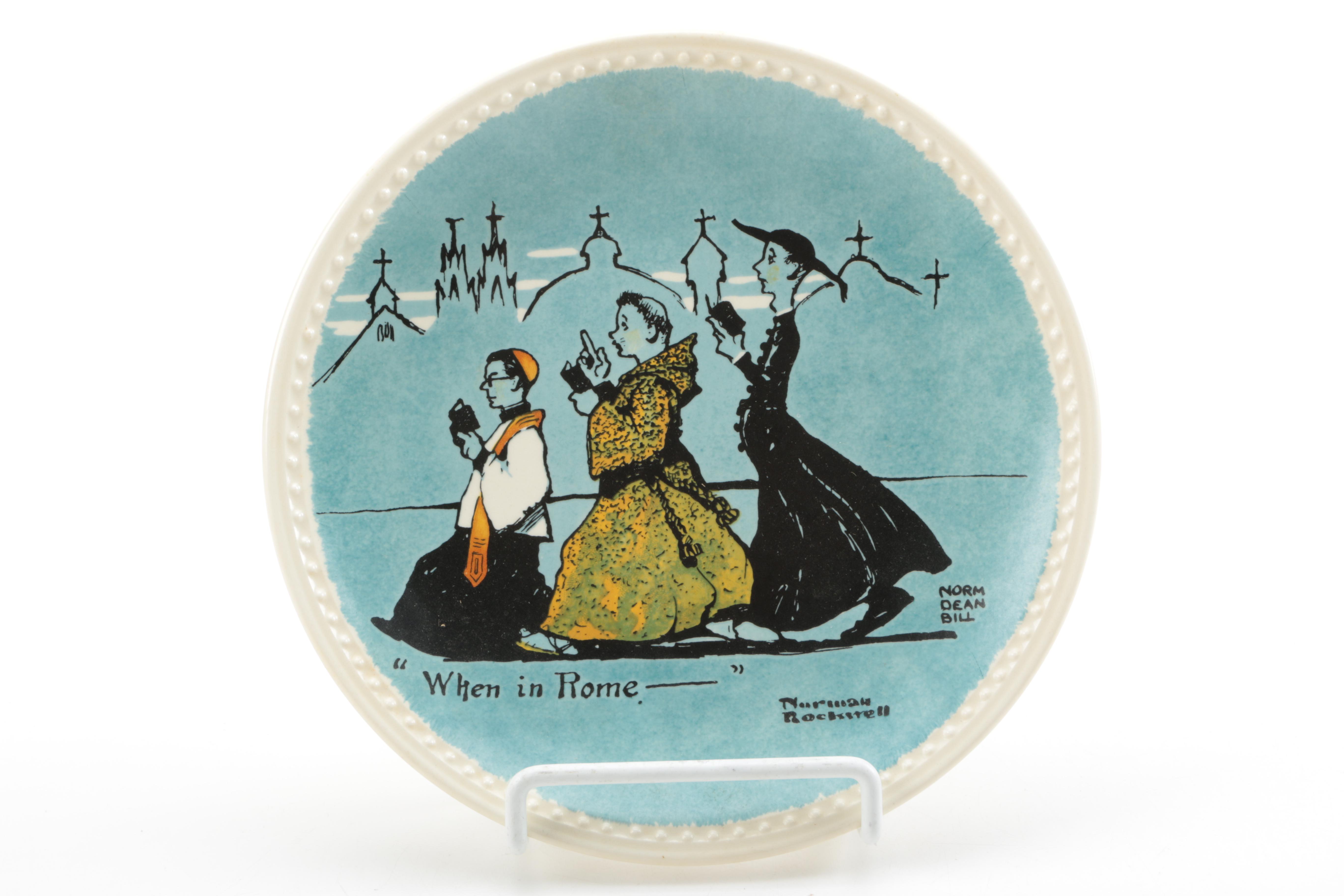 Newell Pottery Norman Rockwell's "Rockwell on Tour" Collectible Decor Plates