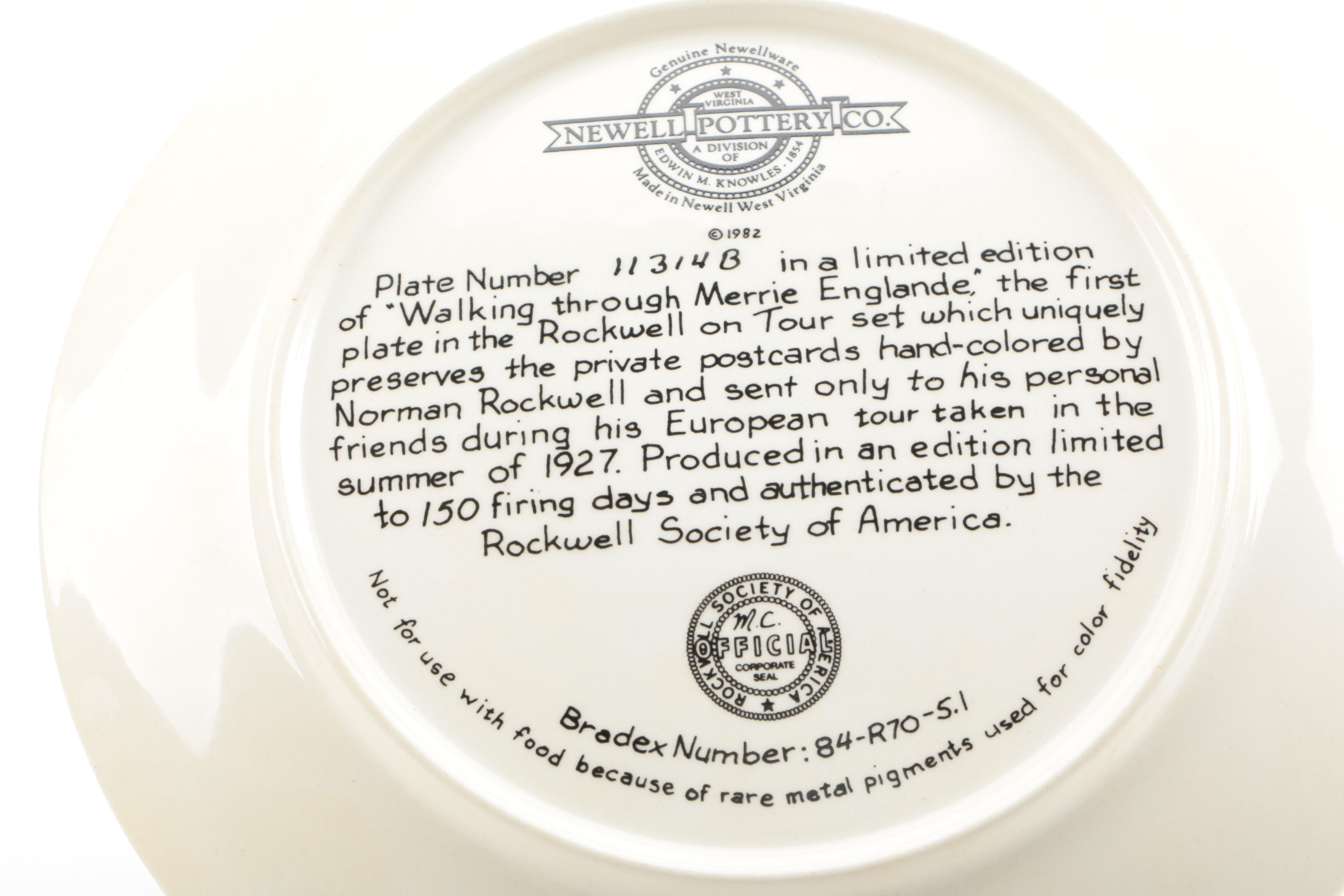 Newell Pottery Norman Rockwell's "Rockwell on Tour" Collectible Decor Plates