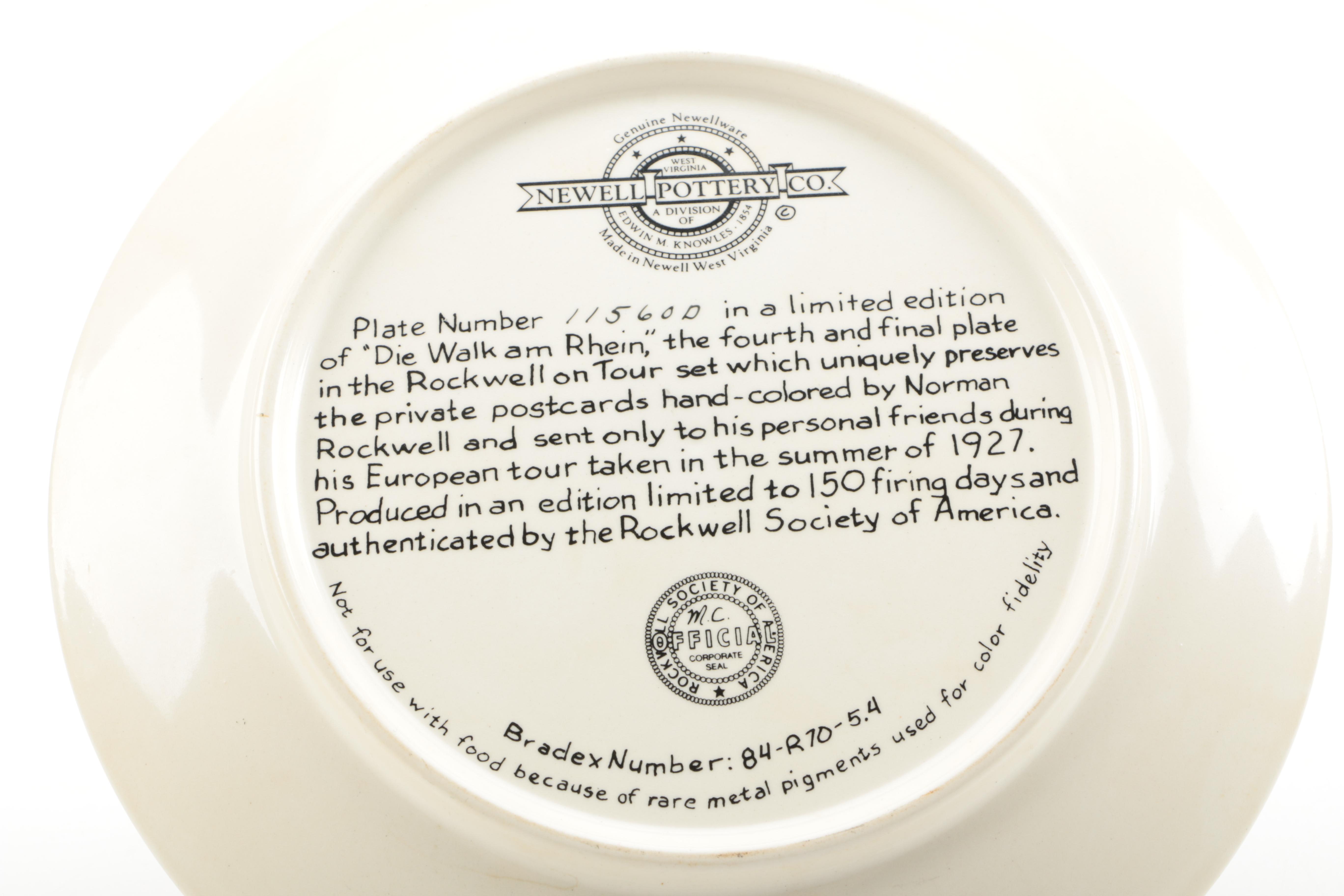 Newell Pottery Norman Rockwell's "Rockwell on Tour" Collectible Decor Plates