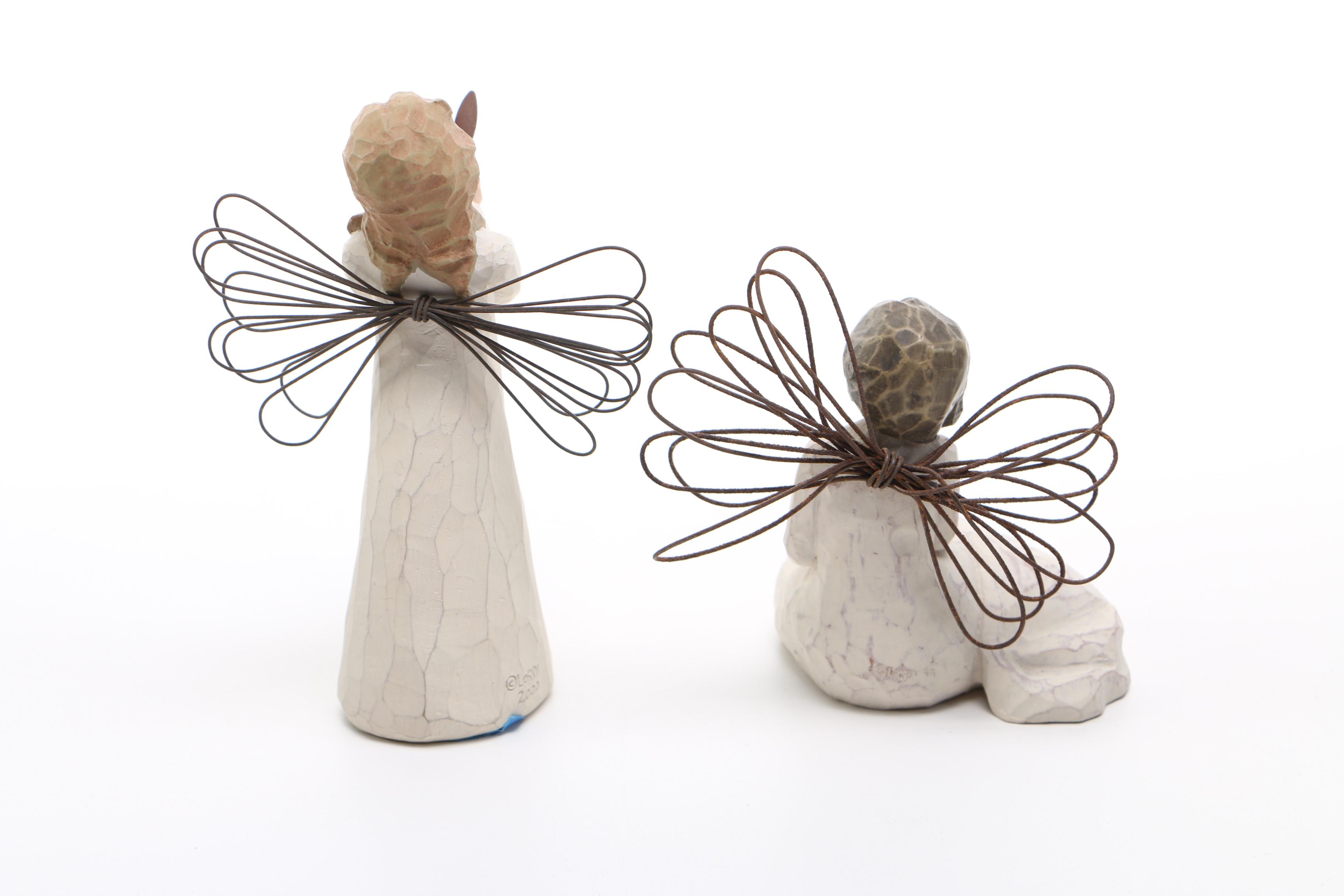 Collection of Willow Tree Wood Carved Figurines