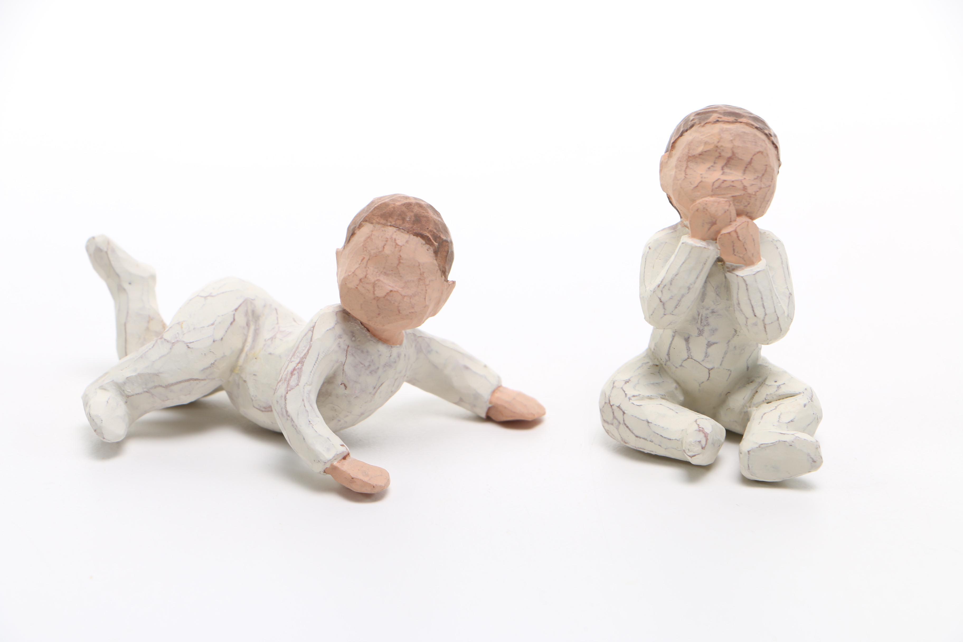 Collection of Willow Tree Wood Carved Figurines