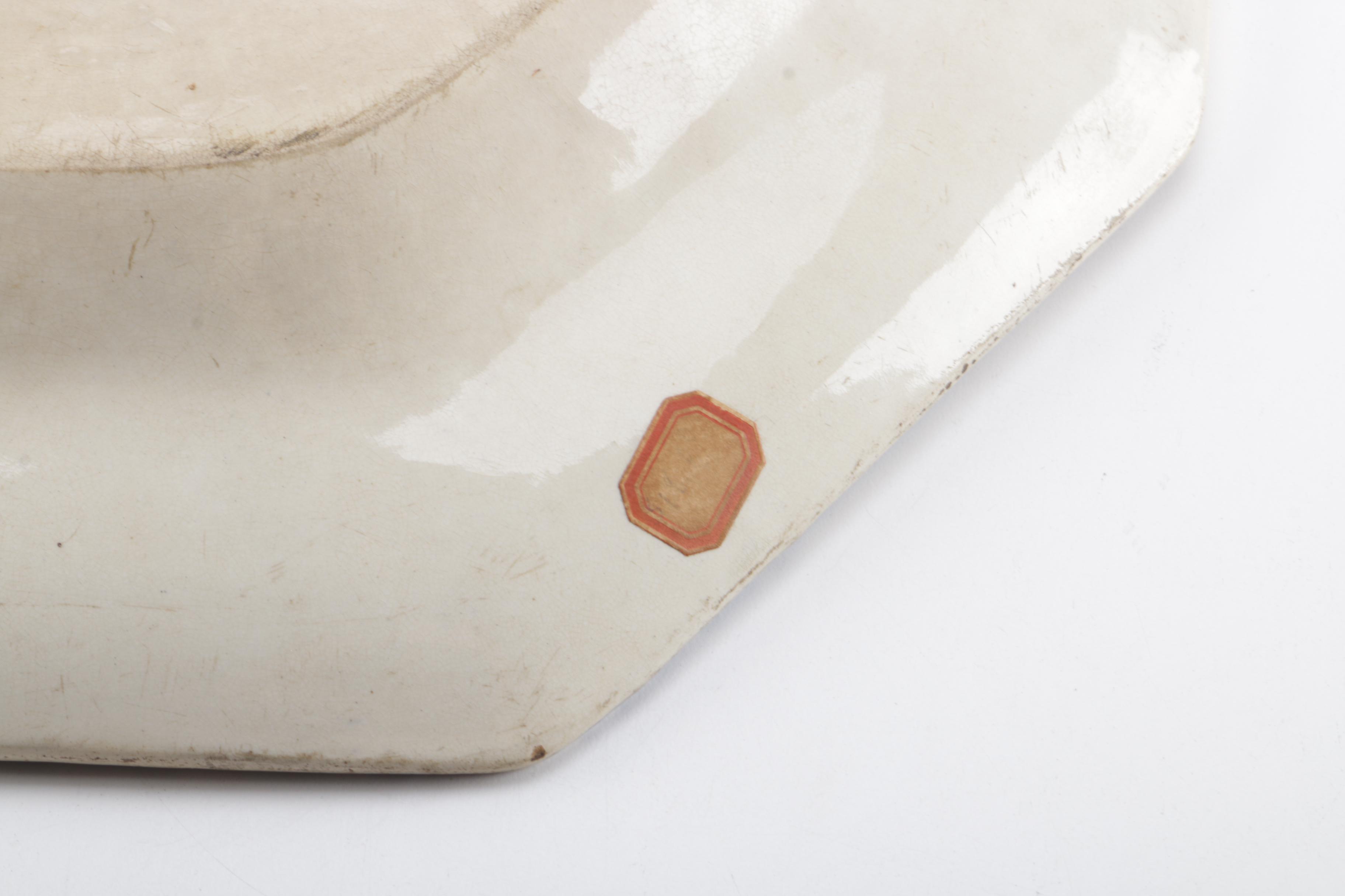 Antique Romantic Transfer Printed Ironstone Platter Circa 1845-60