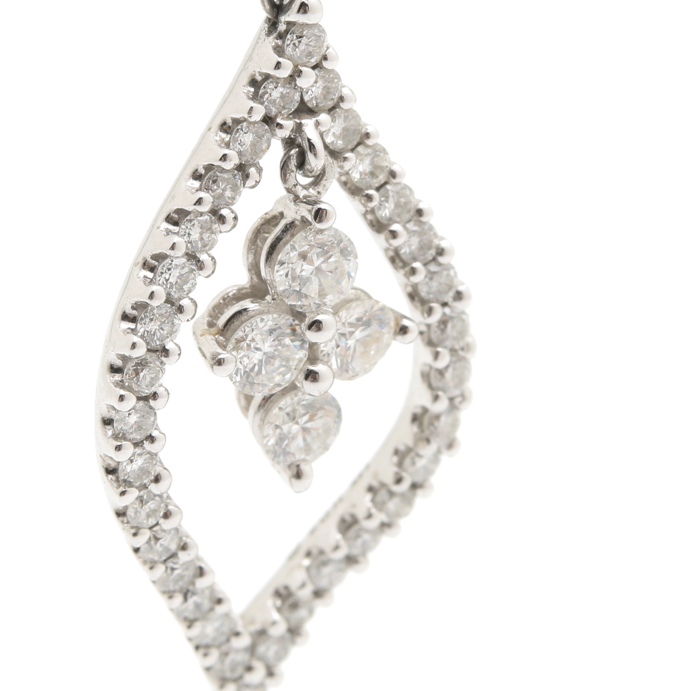 14K White Gold and Sterling Silver Diamond Pendant Necklace