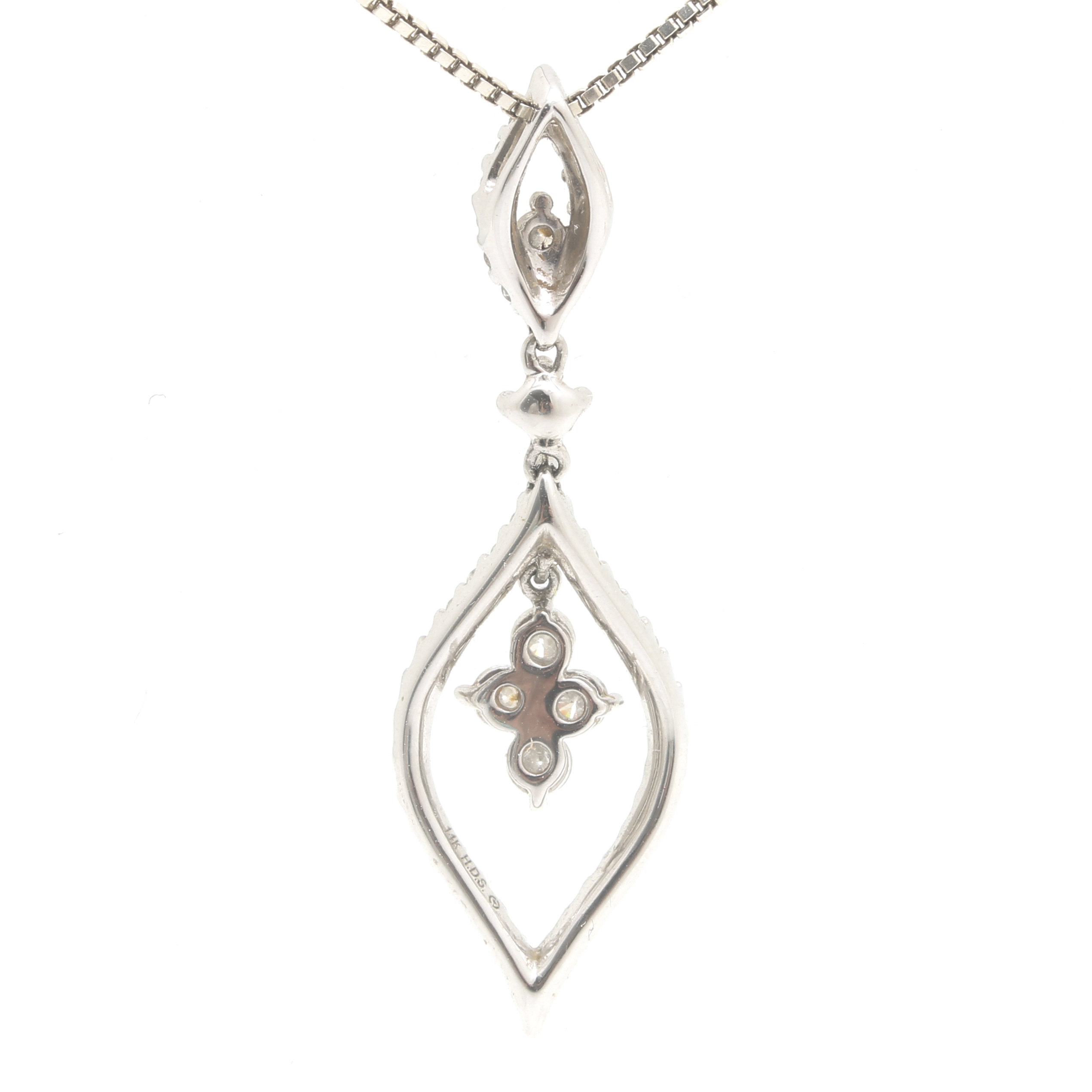 14K White Gold and Sterling Silver Diamond Pendant Necklace