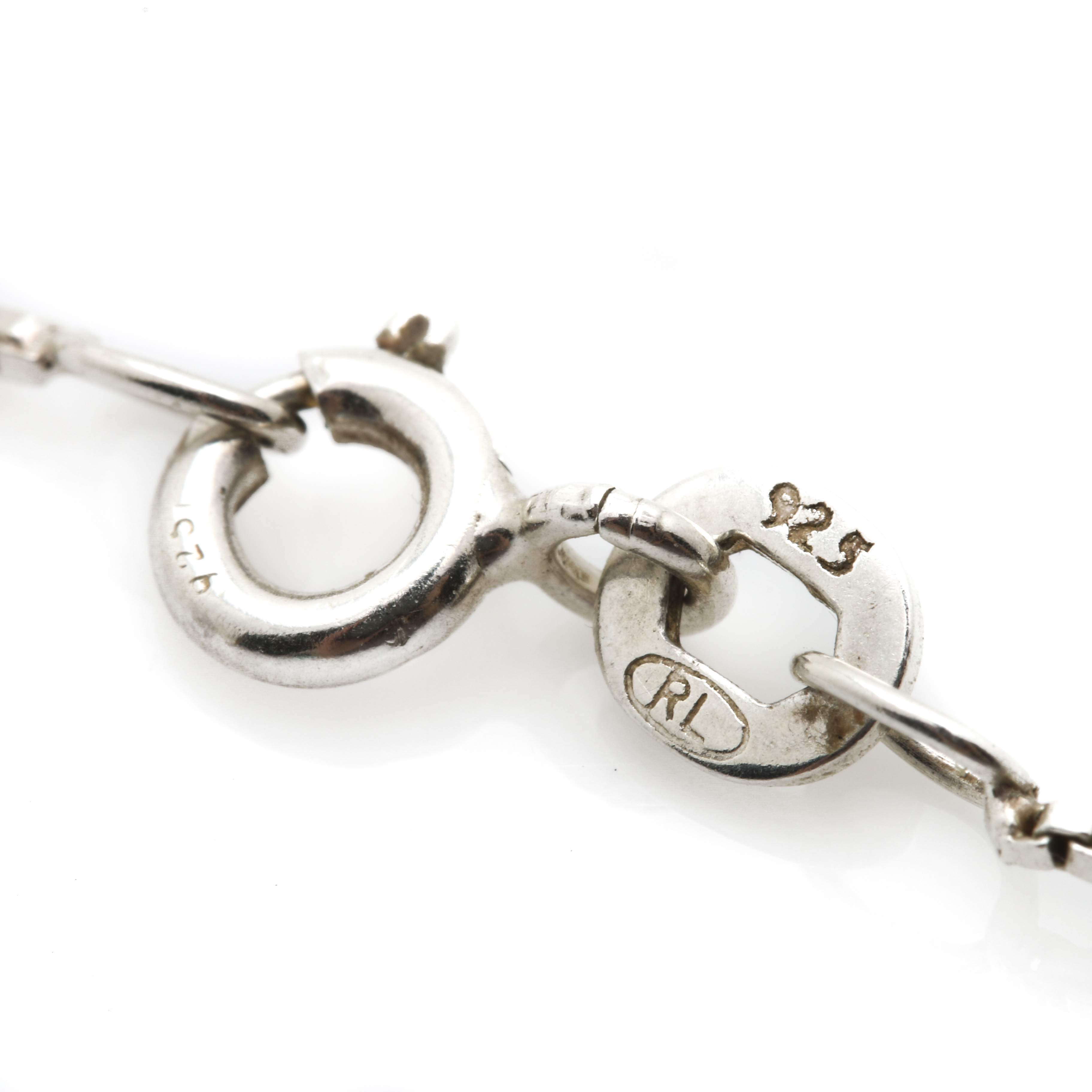 14K White Gold and Sterling Silver Diamond Pendant Necklace