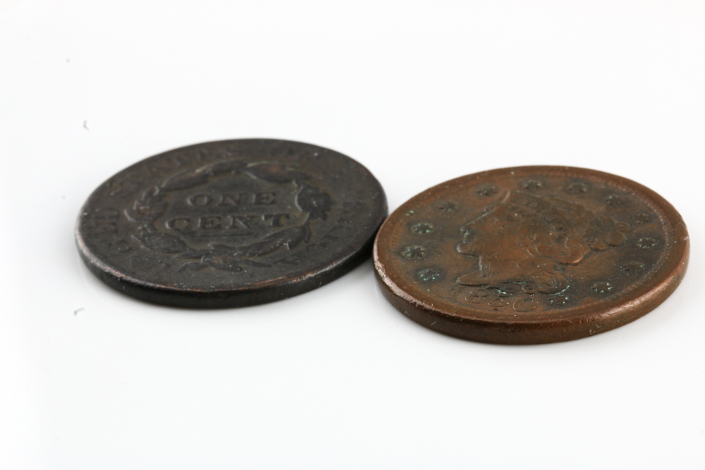 1826 Coronet Head Cent and 1850 Braided Hair Cent