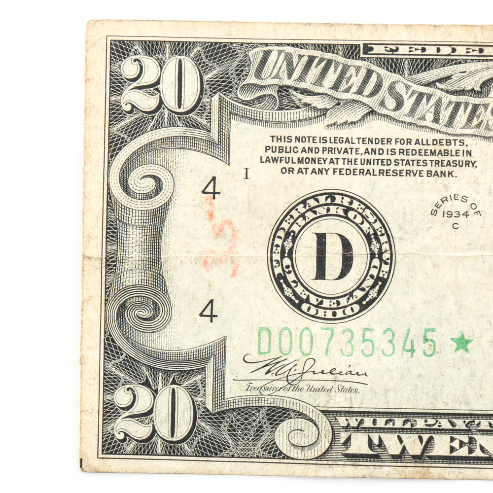 Series 1934-D $10 and 1934-C $20 Federal Reserve Star Notes