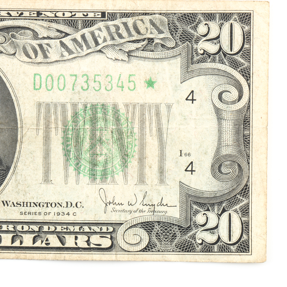 Series 1934-D $10 and 1934-C $20 Federal Reserve Star Notes