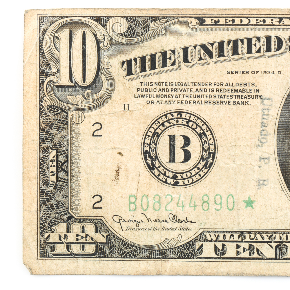 Series 1934-D $10 and 1934-C $20 Federal Reserve Star Notes