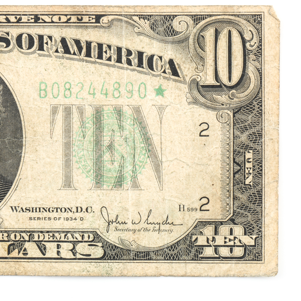 Series 1934-D $10 and 1934-C $20 Federal Reserve Star Notes