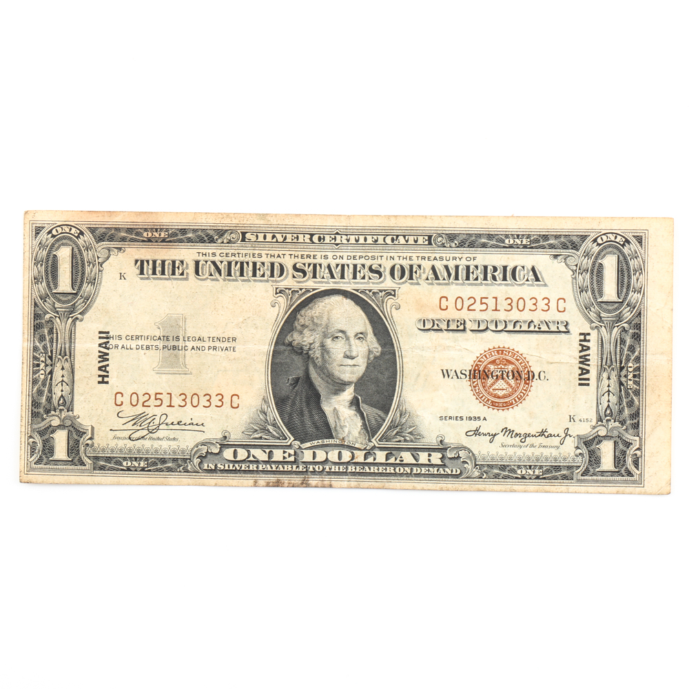 Series 1935-A Brown Seal $1 "Hawaii" Silver Certificate