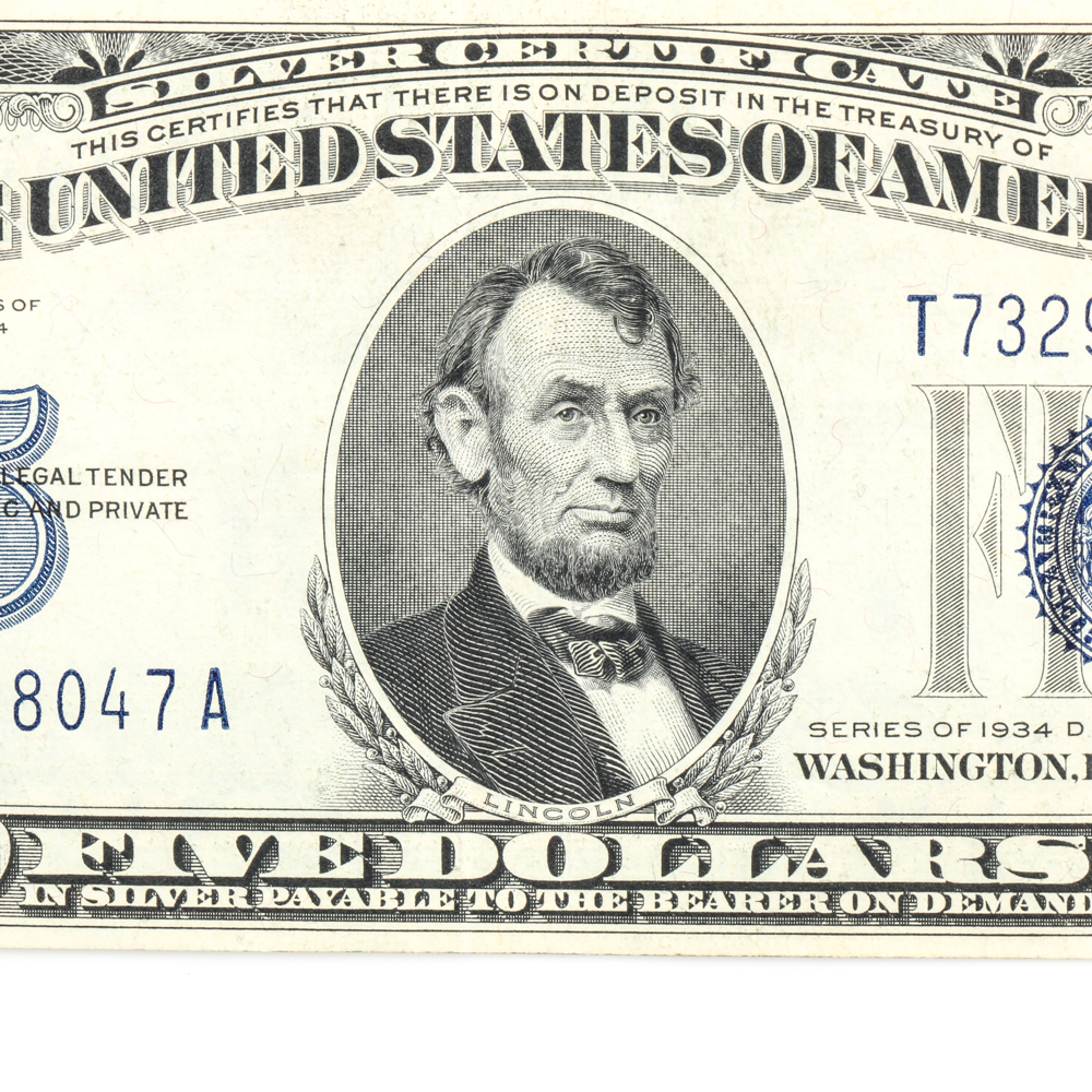 Series 1934-D Blue Seal $5 Silver Certificate
