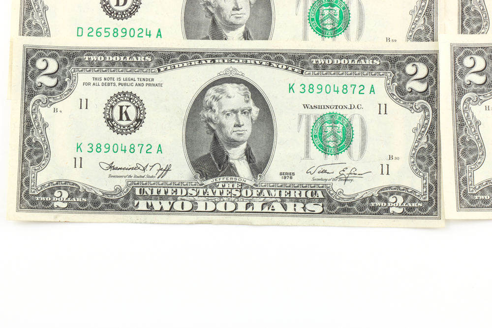 Group of (11) Series 1976 $2 Federal Reserve Notes