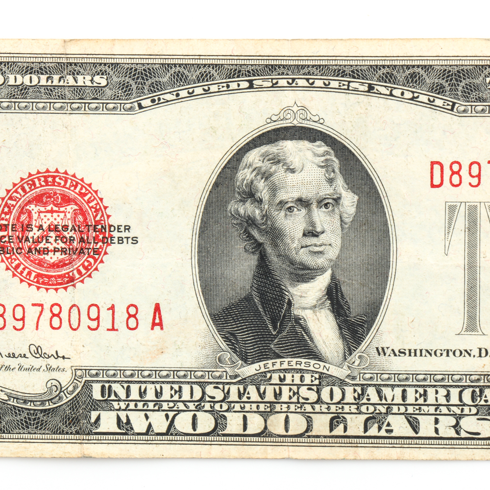 Group of (6) Series 1928-D,F, and G Red Seal $2 Legal Tender Notes