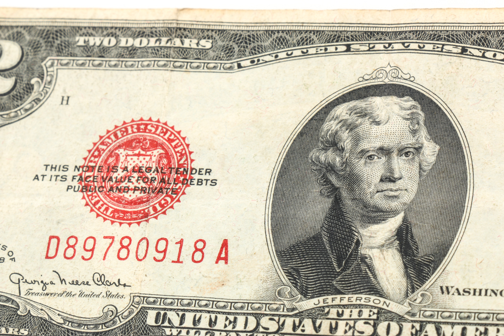 Group of (6) Series 1928-D,F, and G Red Seal $2 Legal Tender Notes