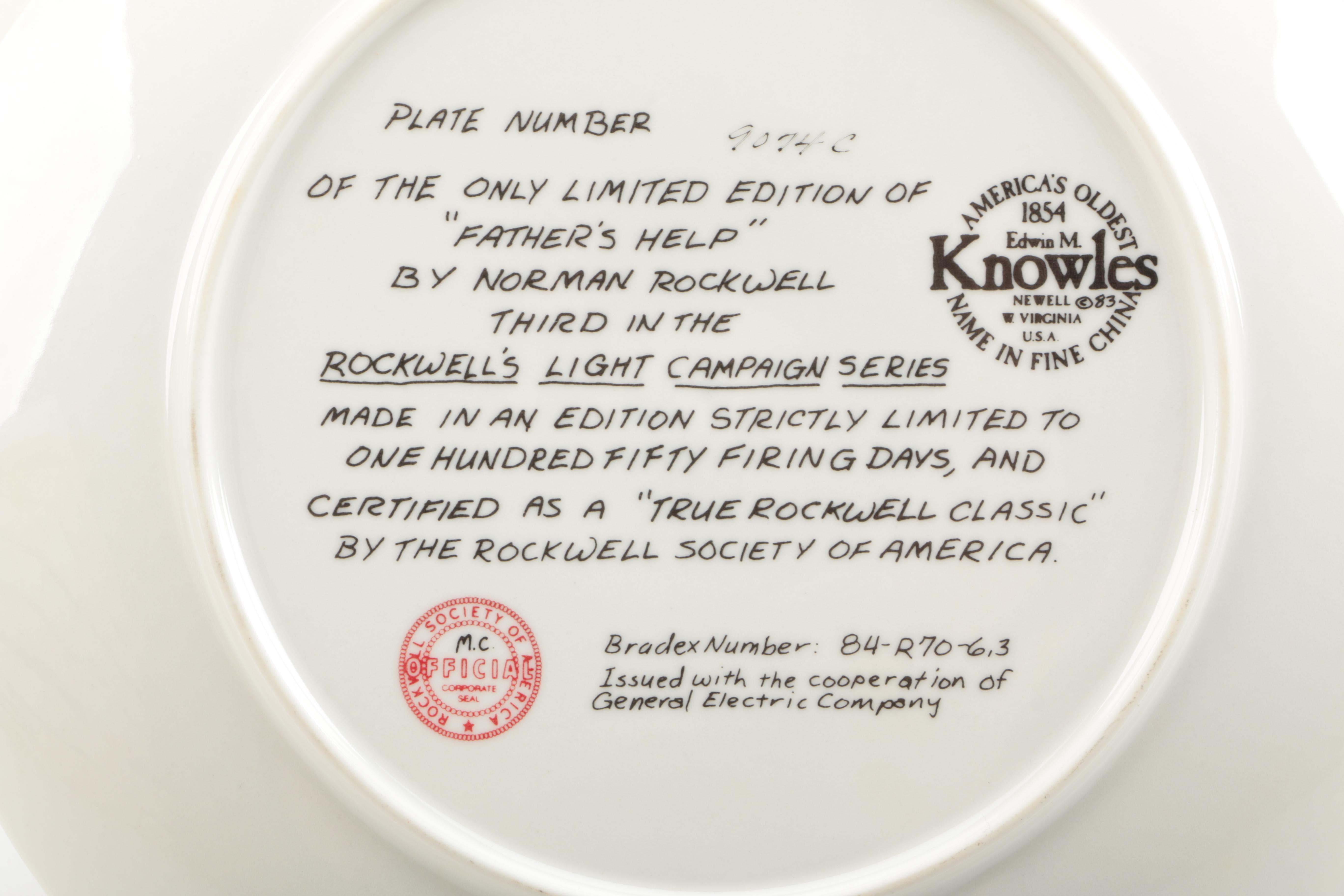 Knowles Norman Rockwell's "The Light Campaign" Collector Decor Plates