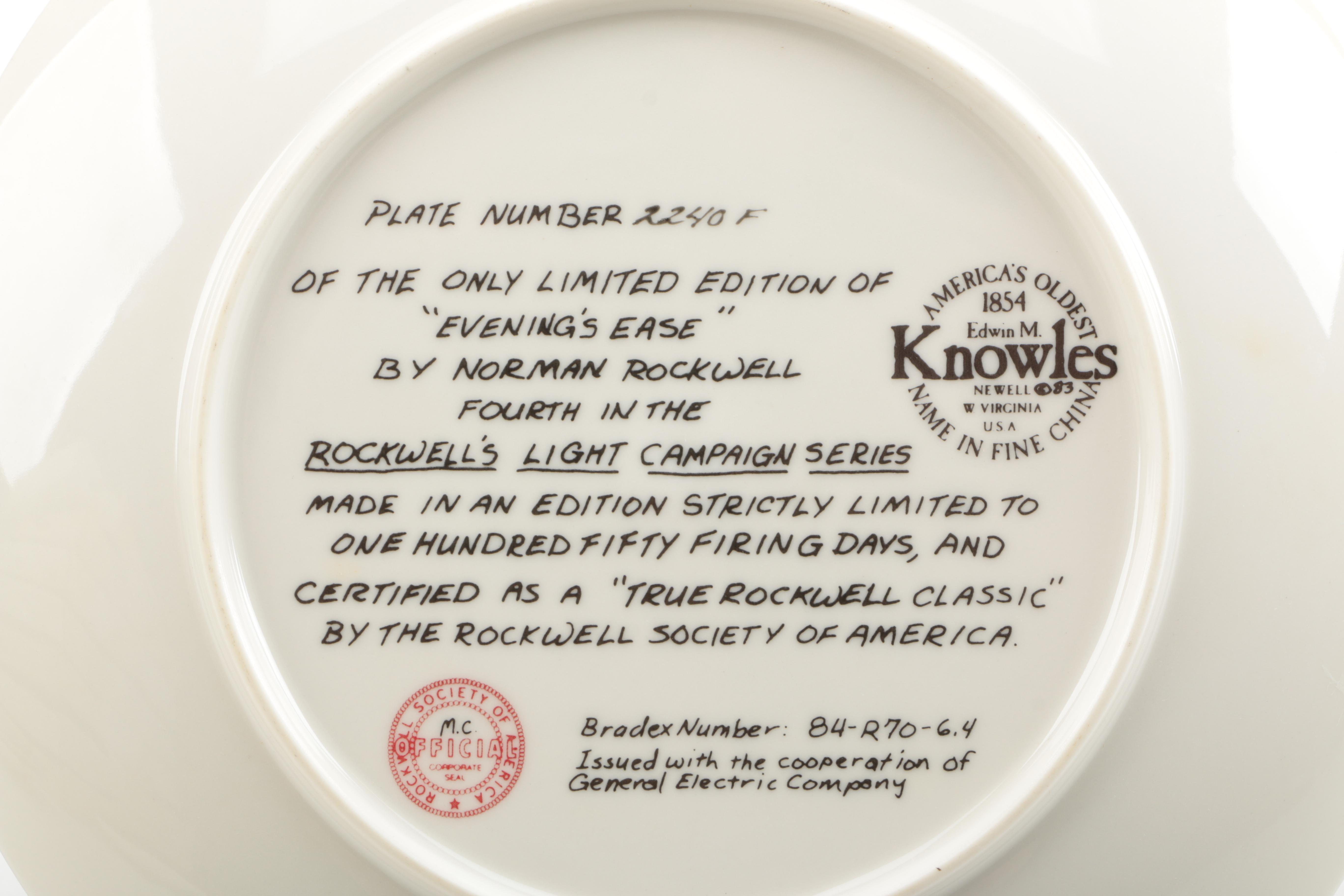 Knowles Norman Rockwell's "The Light Campaign" Collector Decor Plates