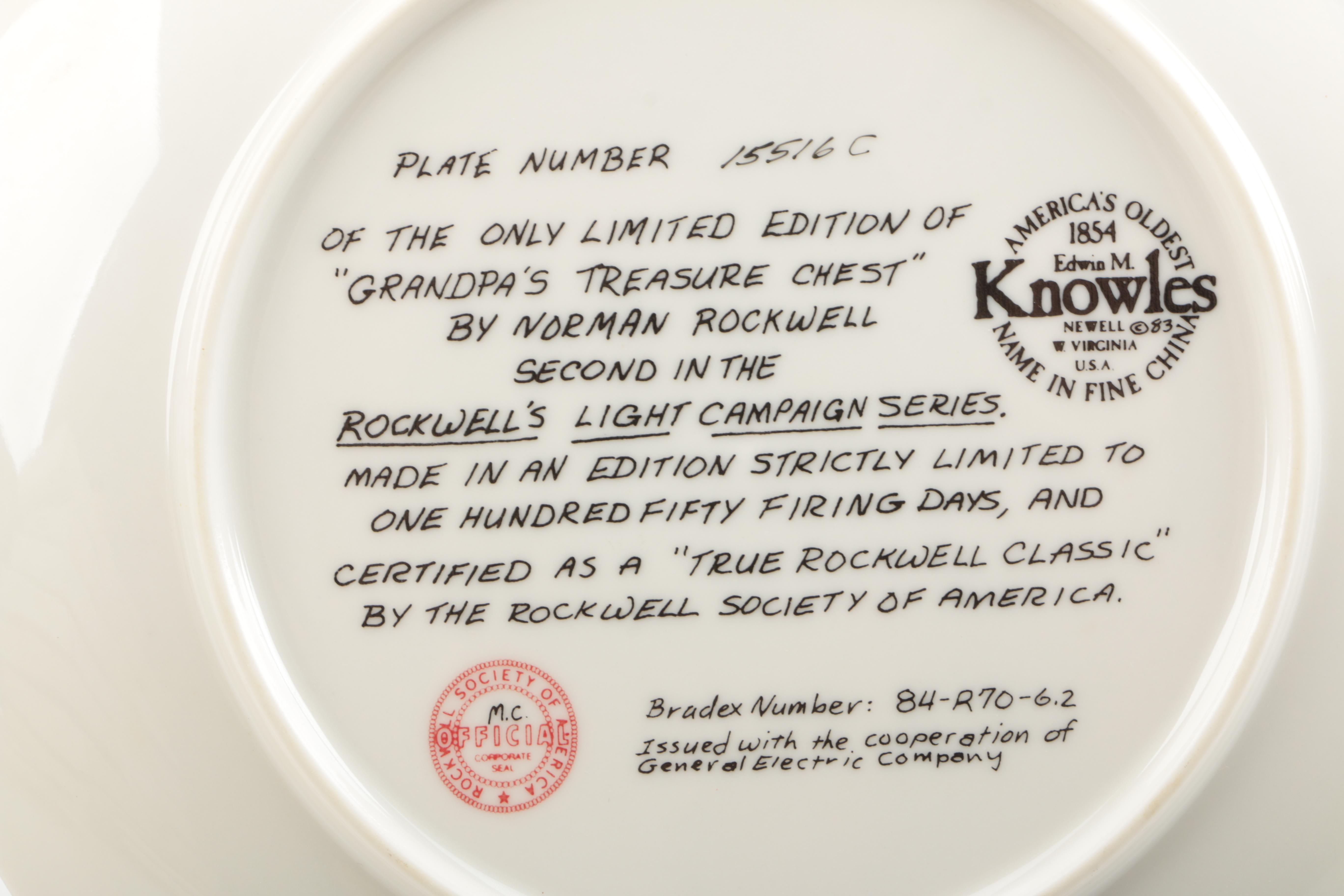 Knowles Norman Rockwell's "The Light Campaign" Collector Decor Plates