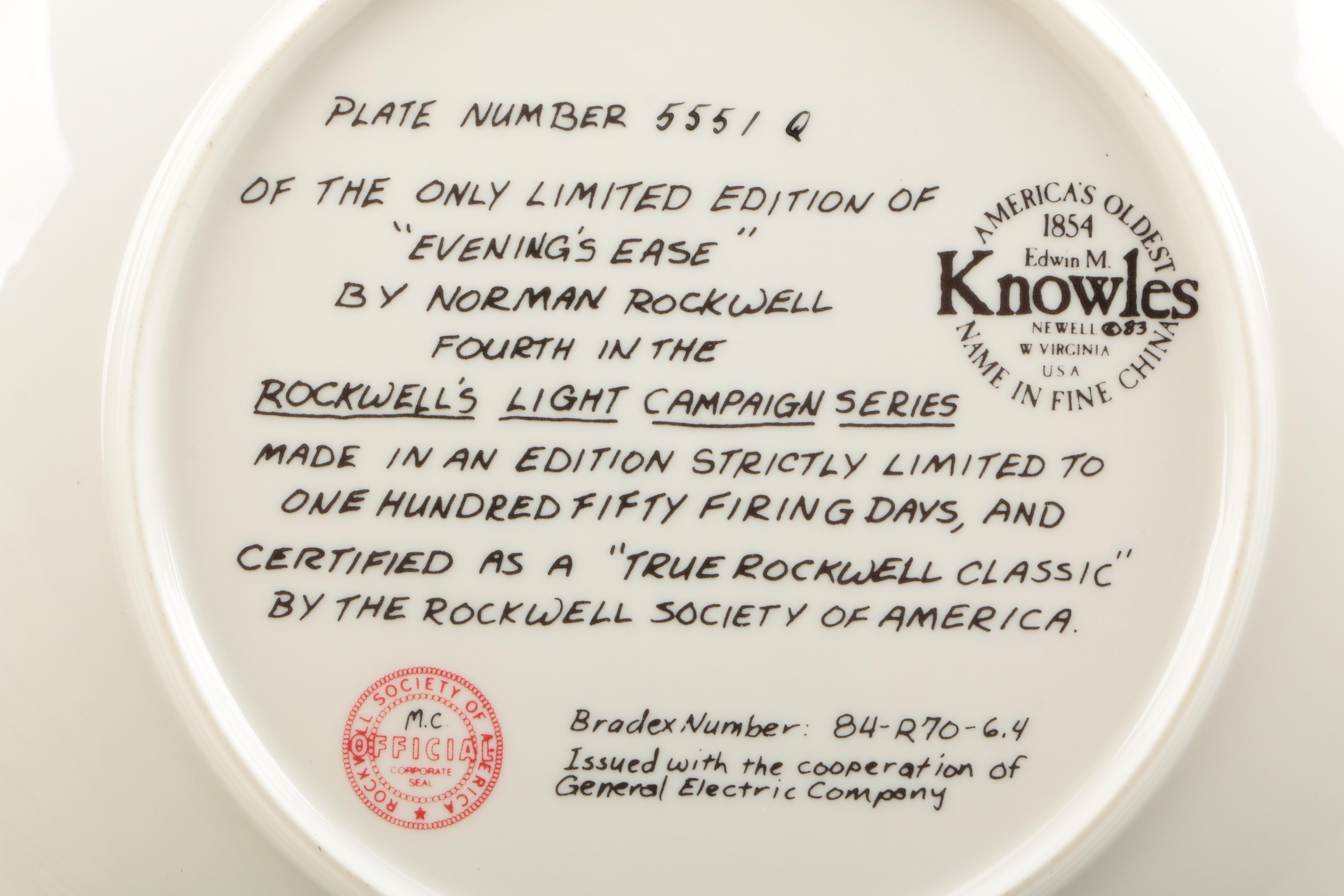 Knowles Norman Rockwell's "The Light Campaign" Collector Decor Plates