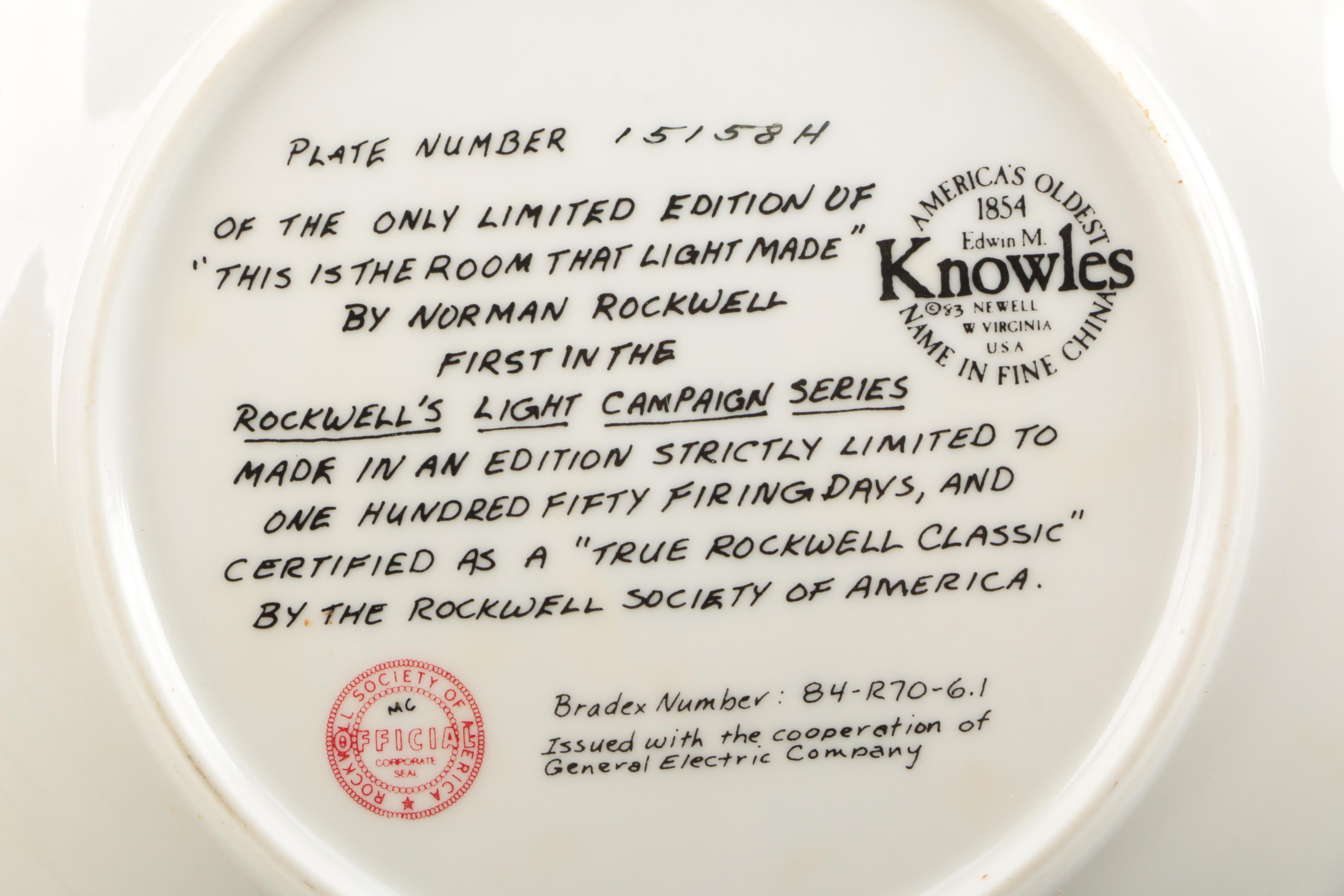 Knowles Norman Rockwell's "The Light Campaign" Collector Decor Plates