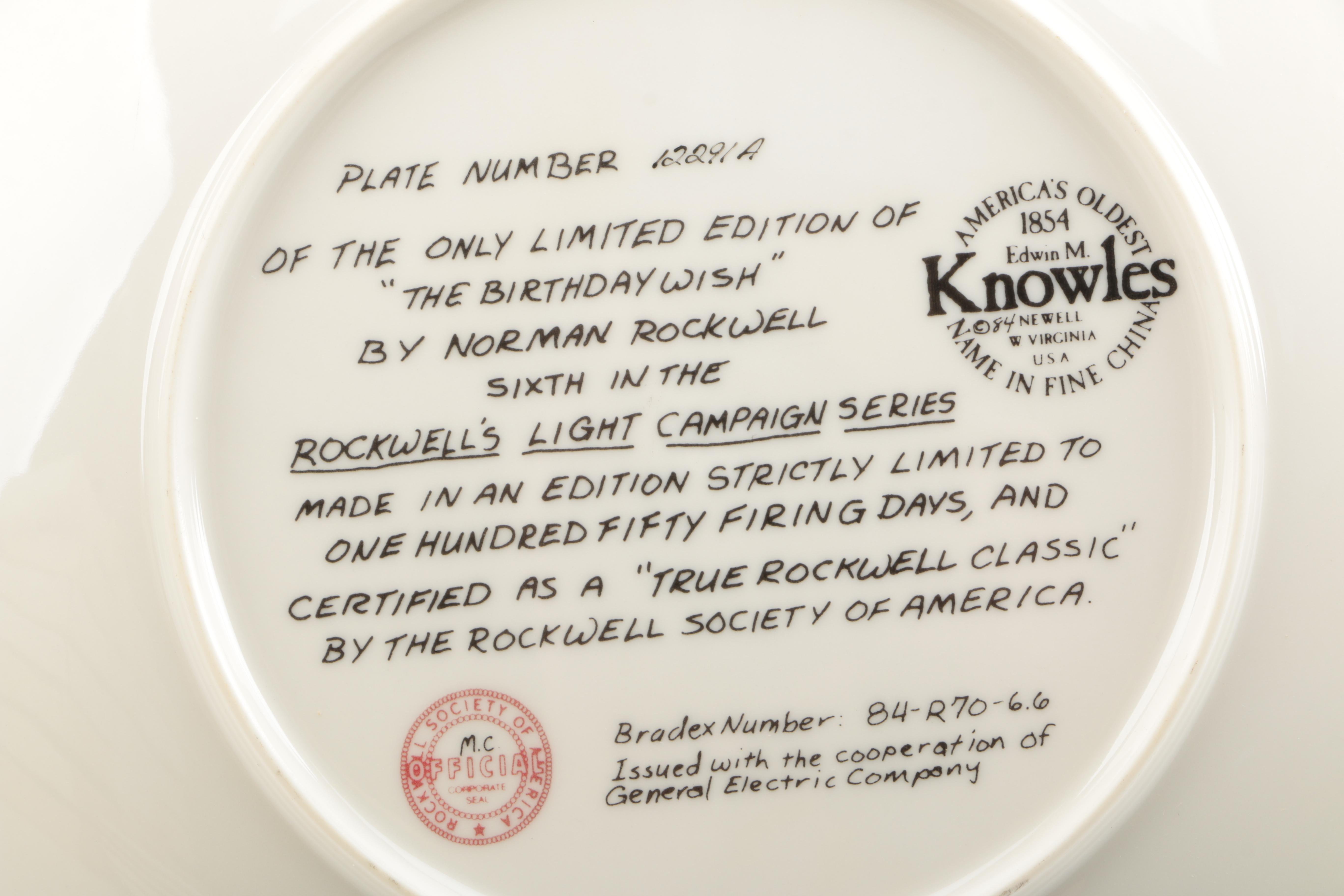 Knowles Norman Rockwell's "The Light Campaign" Collector Decor Plates