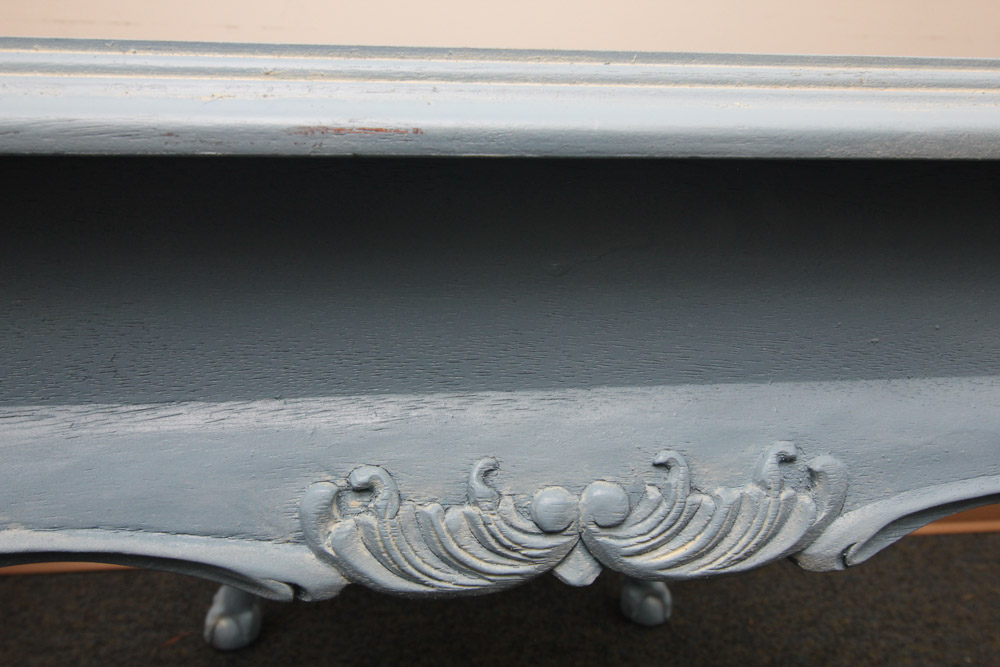 Blue and Chalk Waxed End Table