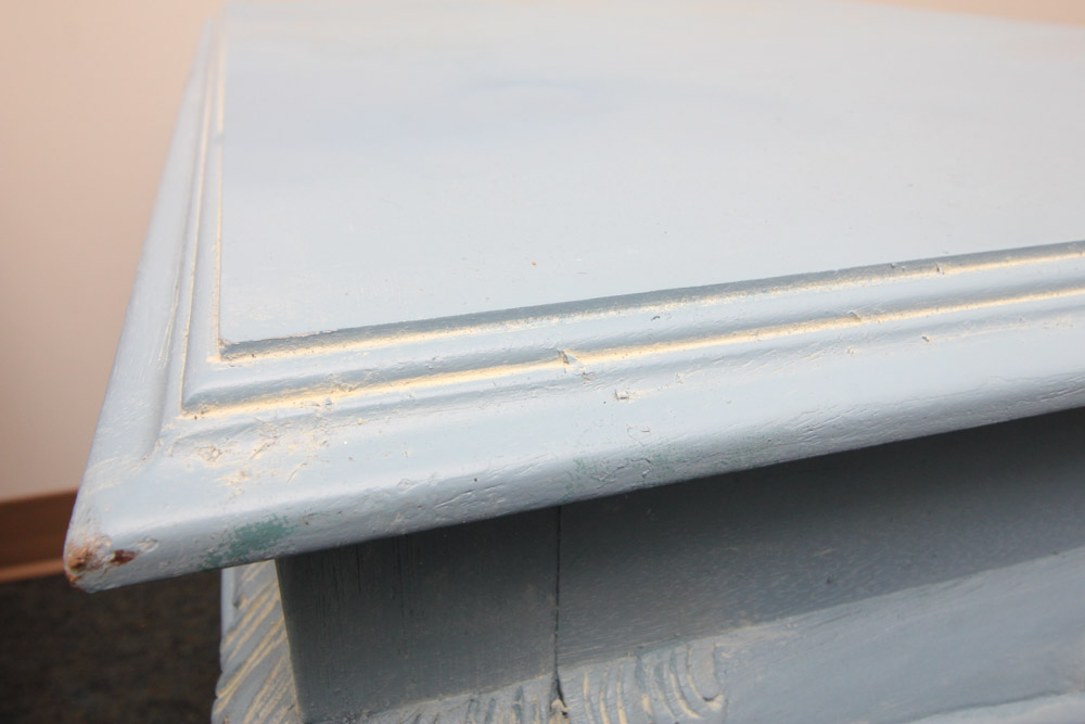 Blue and Chalk Waxed End Table