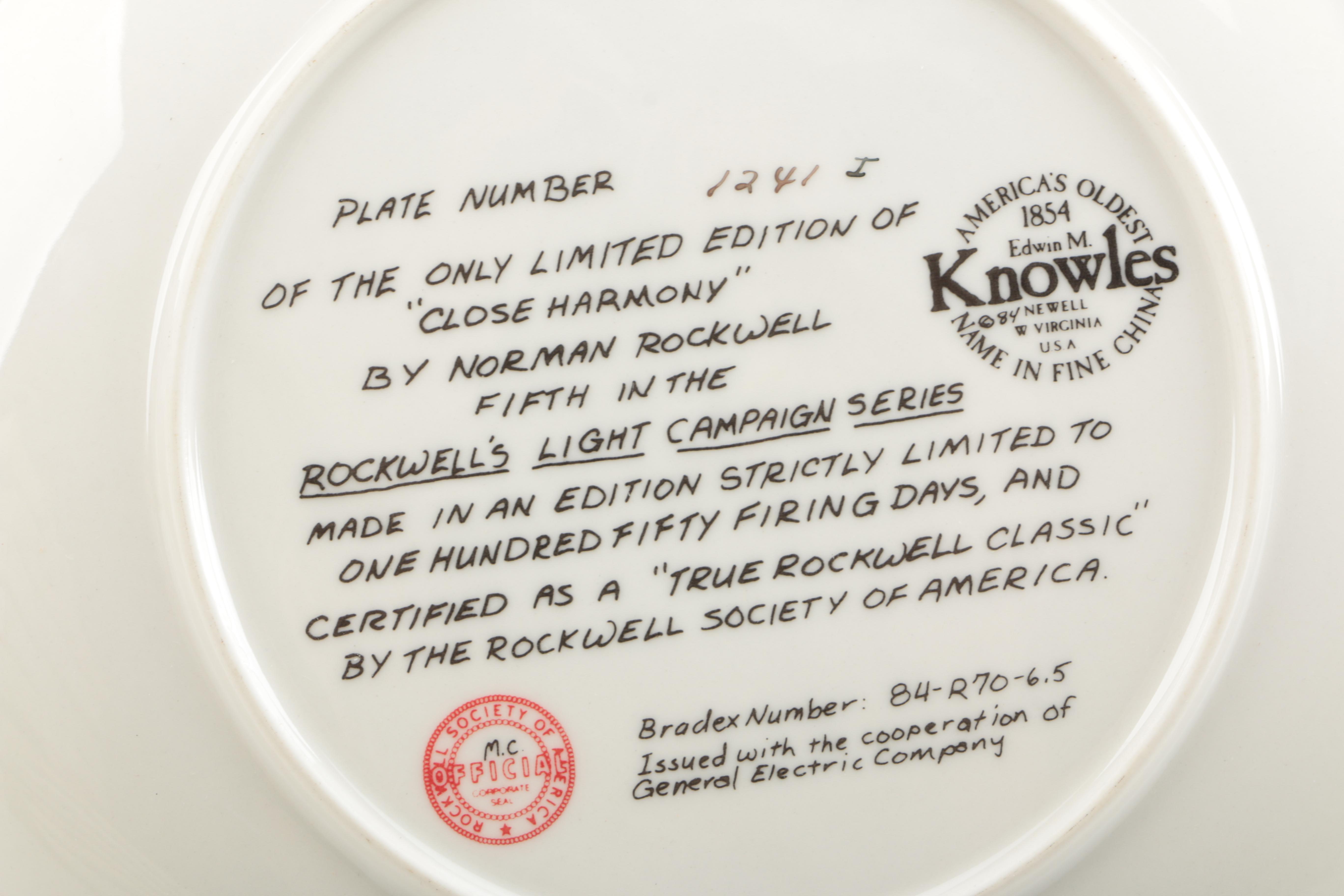 Knowles Norman Rockwell's "The Light Campaign" Collector Decor Plates