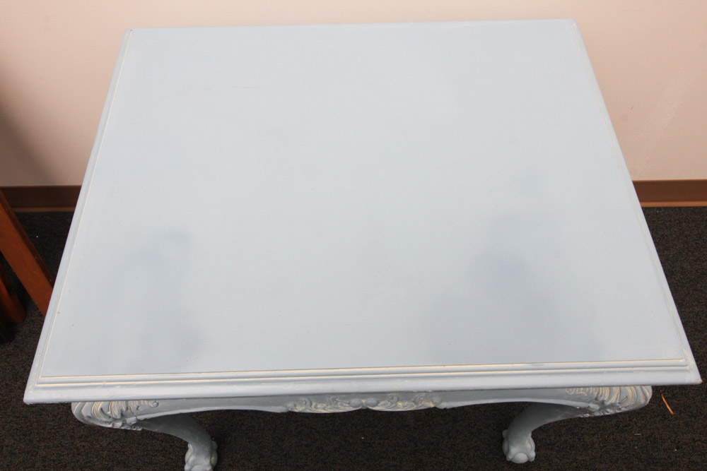 Blue and Chalk Waxed End Table