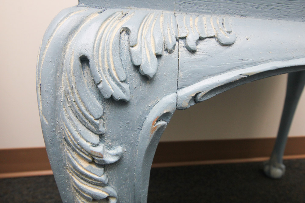 Blue and Chalk Waxed End Table