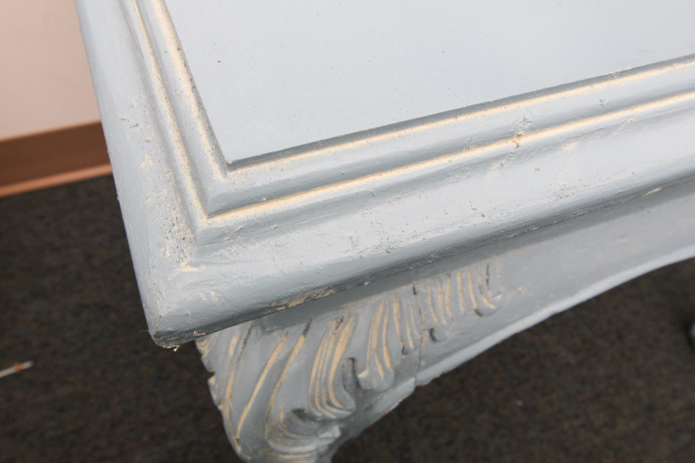 Blue and Chalk Waxed End Table
