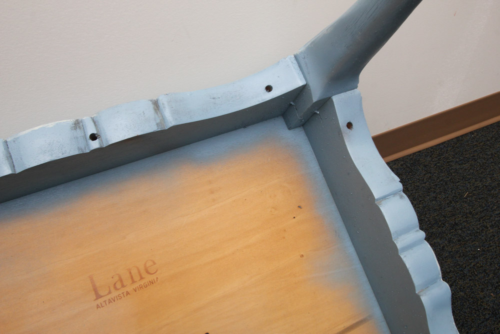 Blue and Chalk Waxed End Table